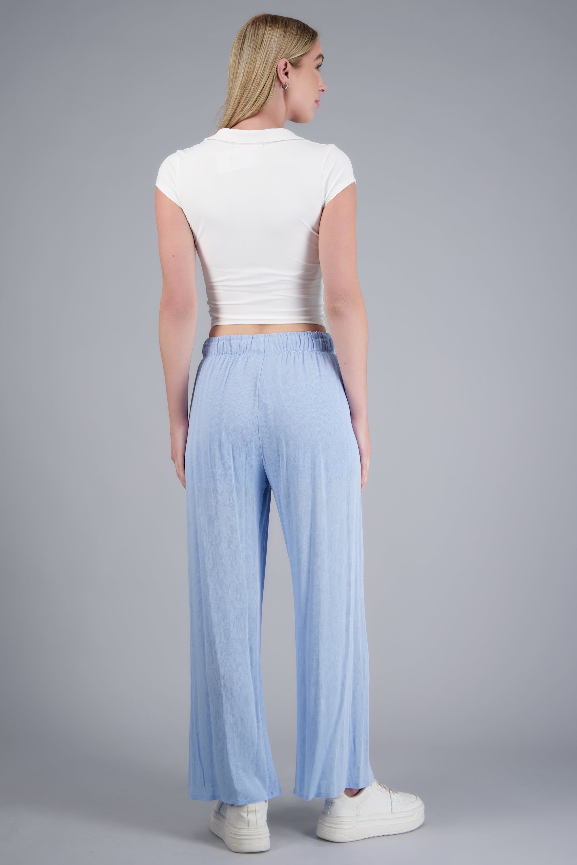 Pantalón Wide Leg Cintura Elástico AZUL PASTEL