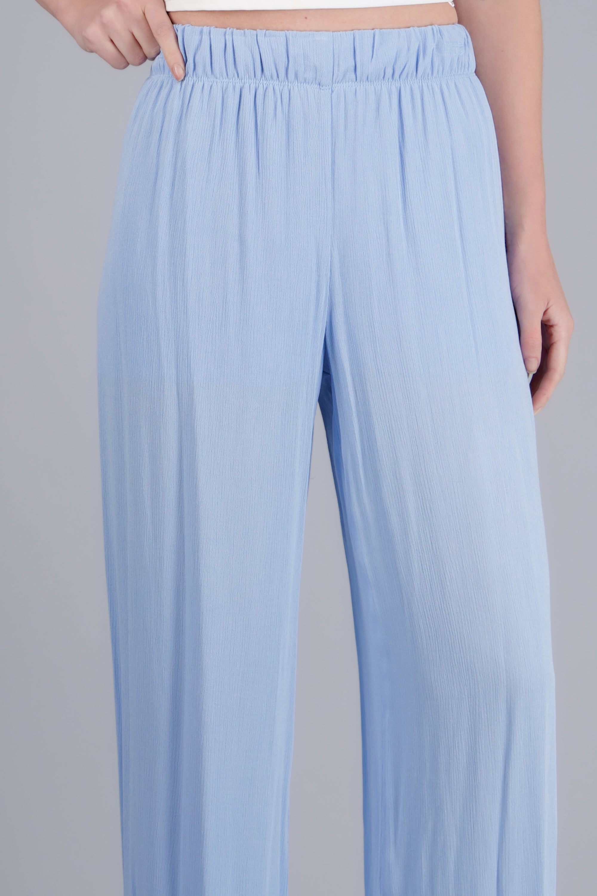 Pantalón Wide Leg Cintura Elástico AZUL PASTEL