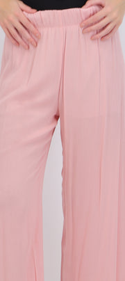 Pantalón wide leg cintura elástica