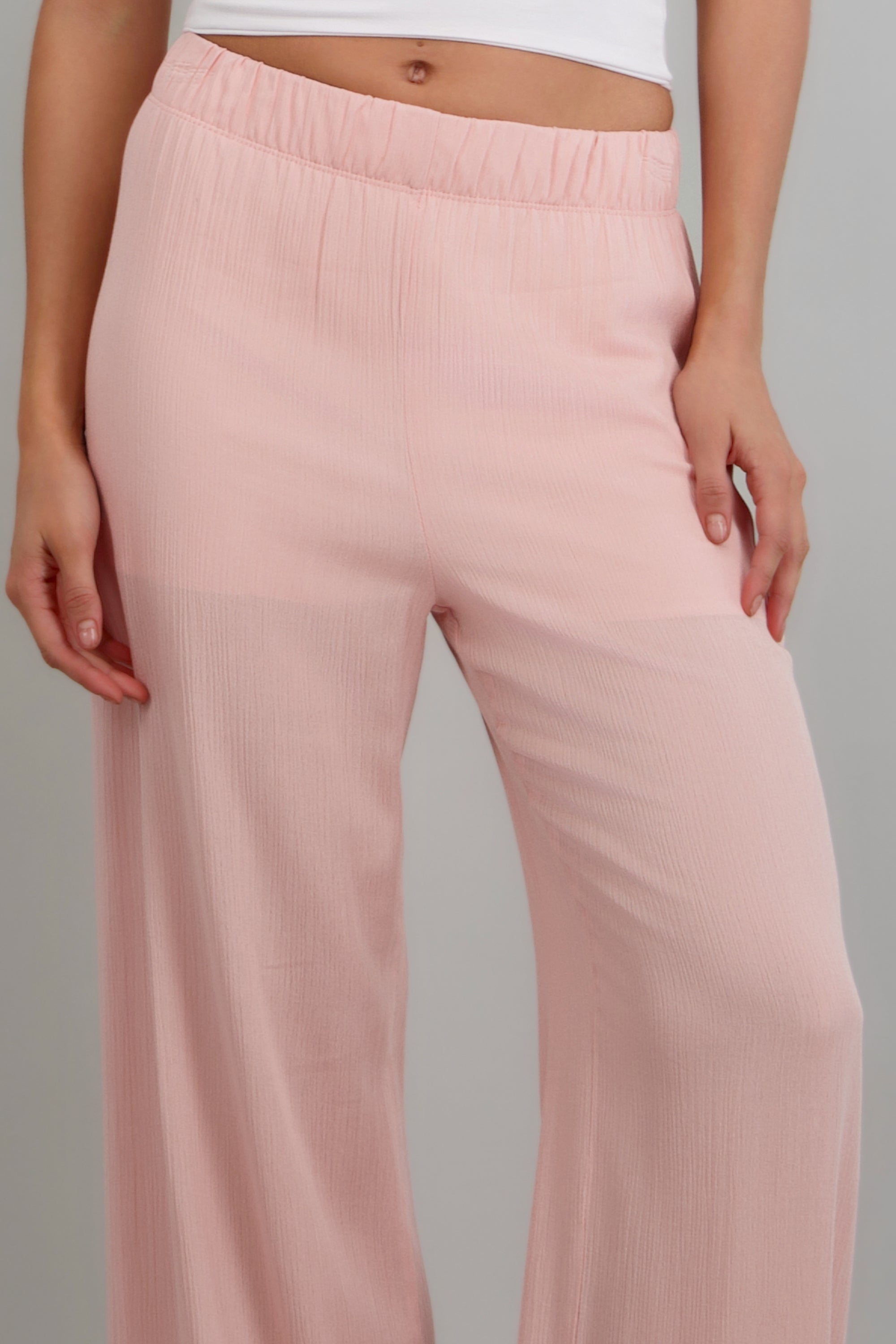 Pantalón wide leg cintura elástica PALO DE ROSA