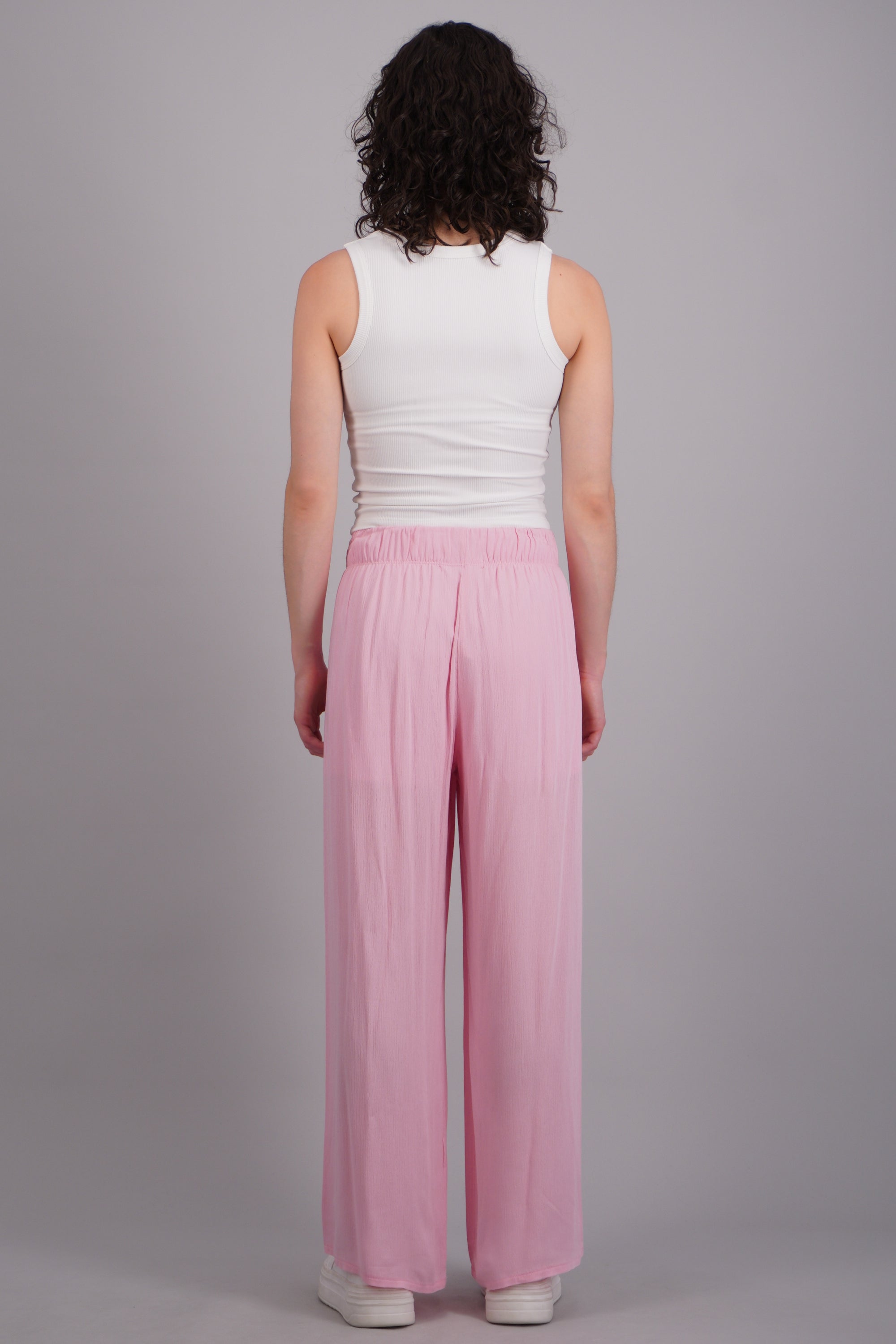 Pantalón Wide Leg Cintura Elástico ROSA PASTEL
