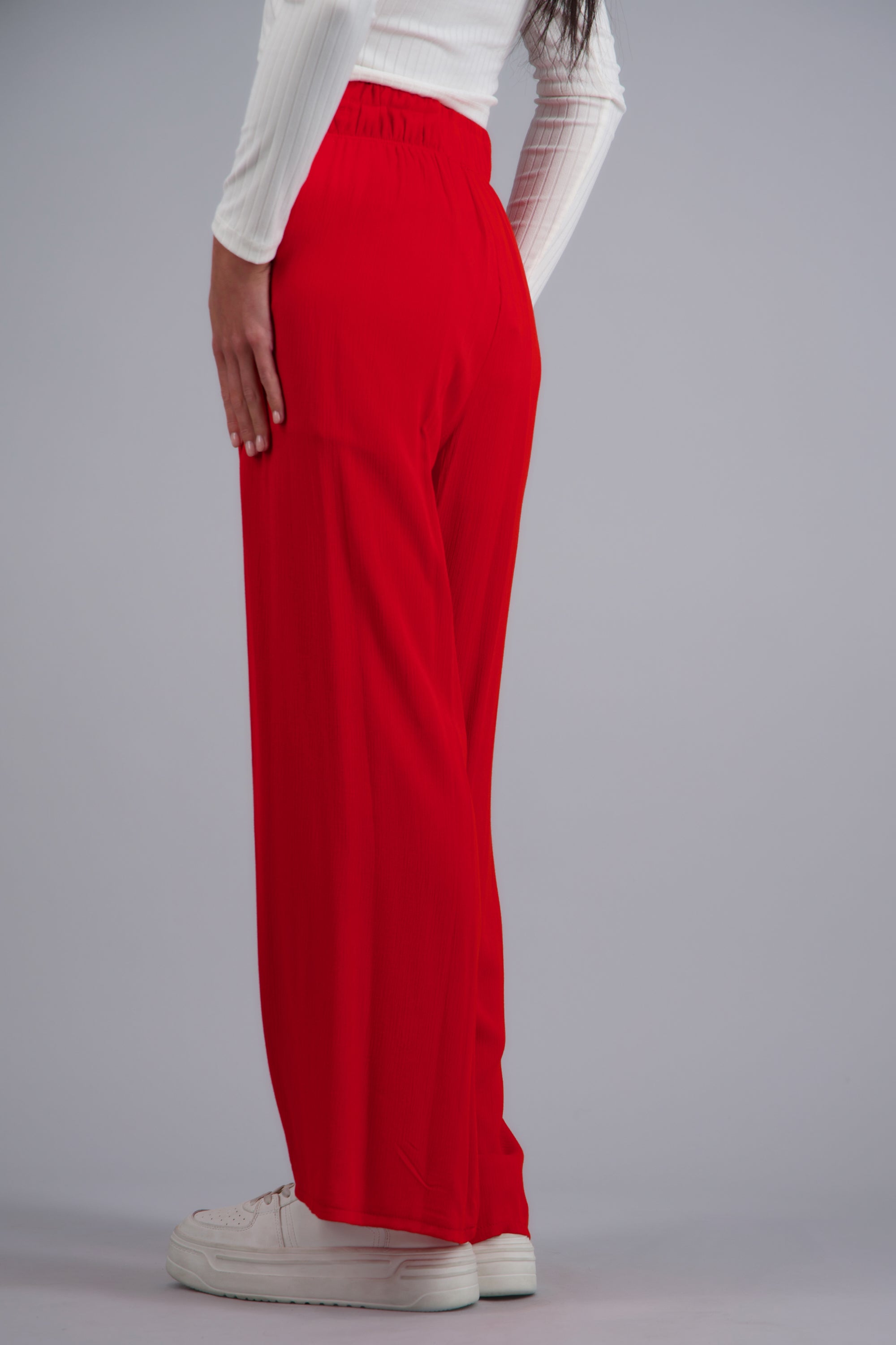 Pantalón Wide Leg Cintura Elástico ROJO TOMATE