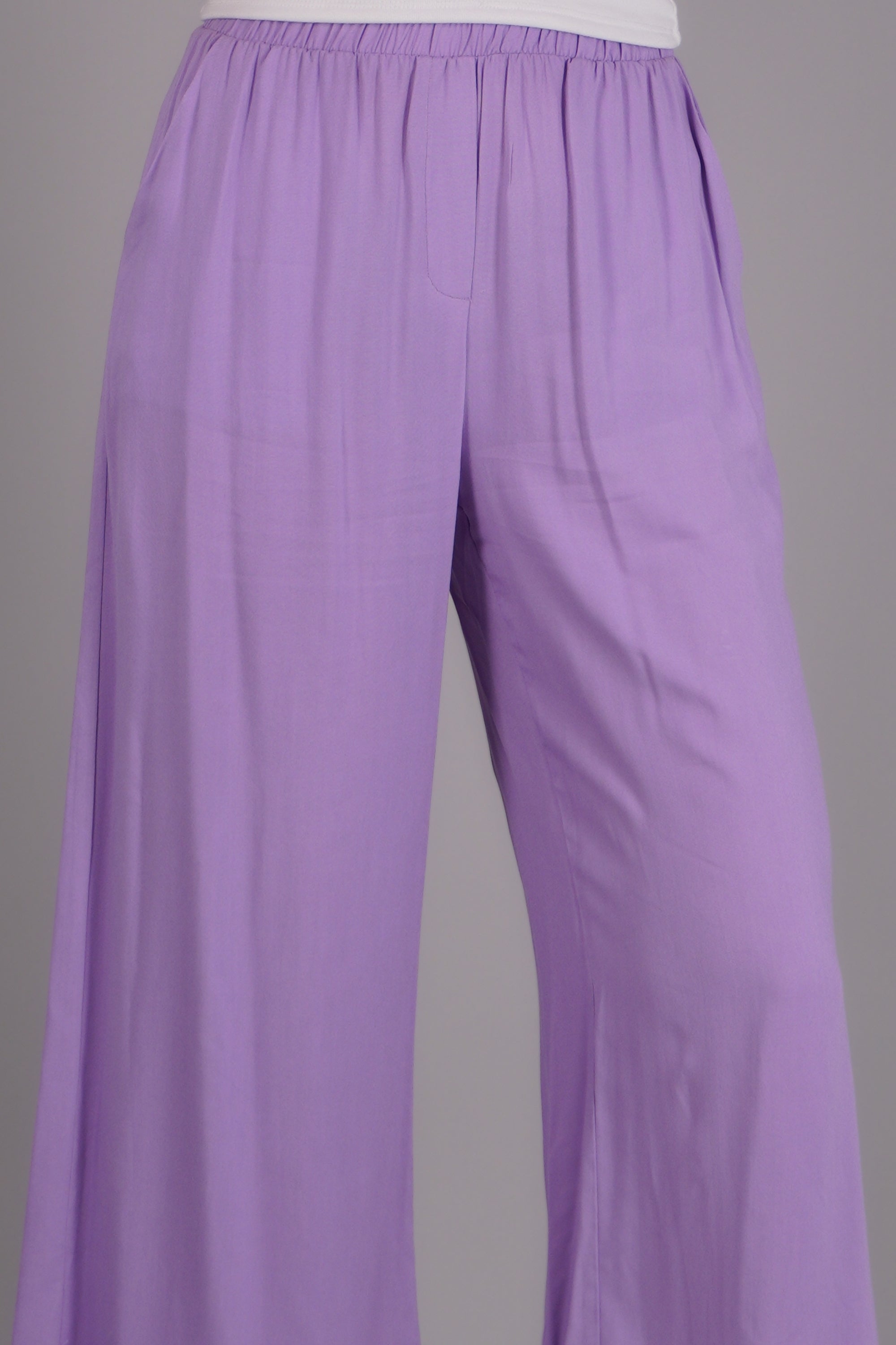 Pantalón Wide Leg Cintura Alta Fruncida LILA