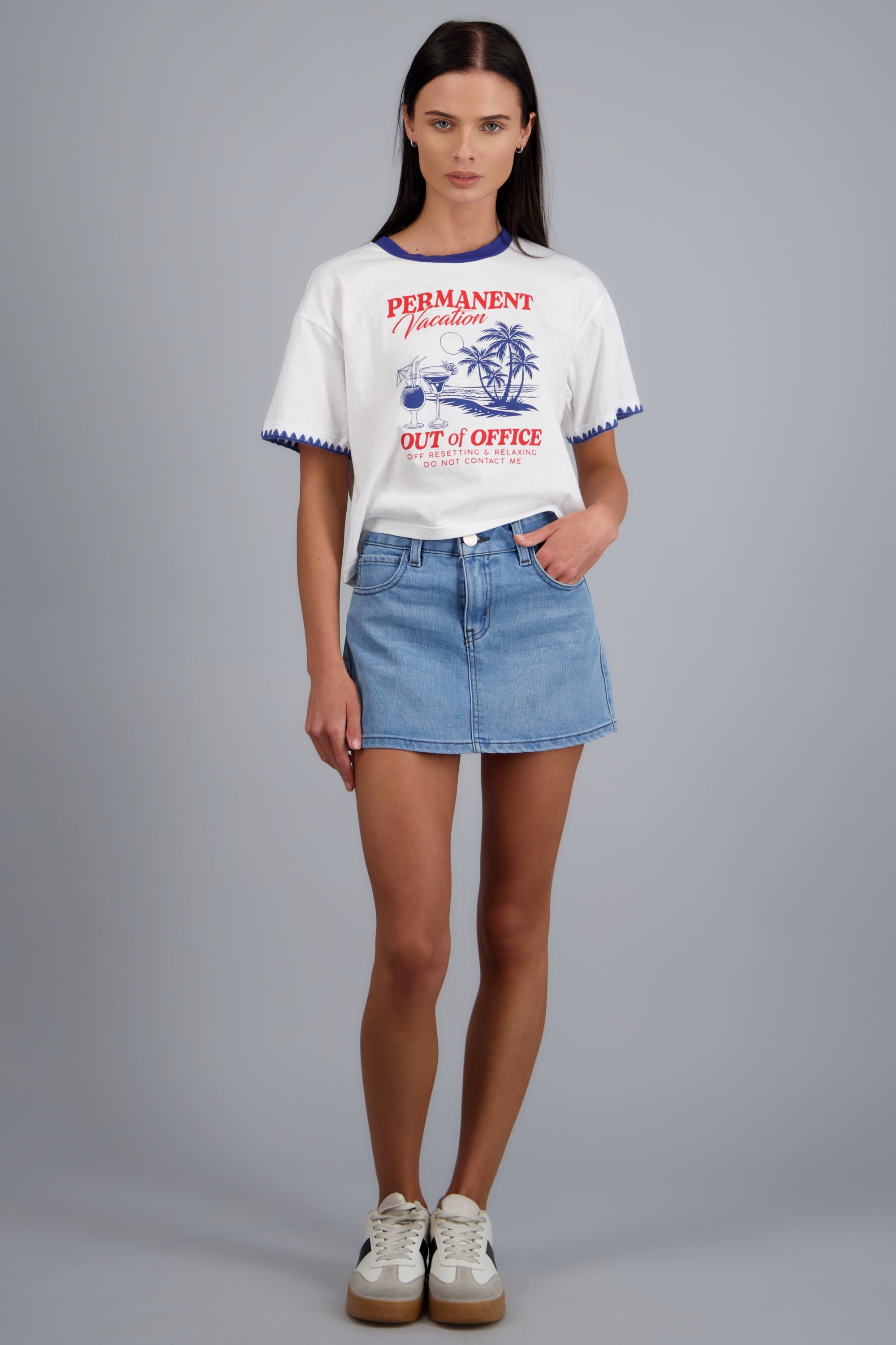 Playera estampada vacation manga corta BLANCO COMBO