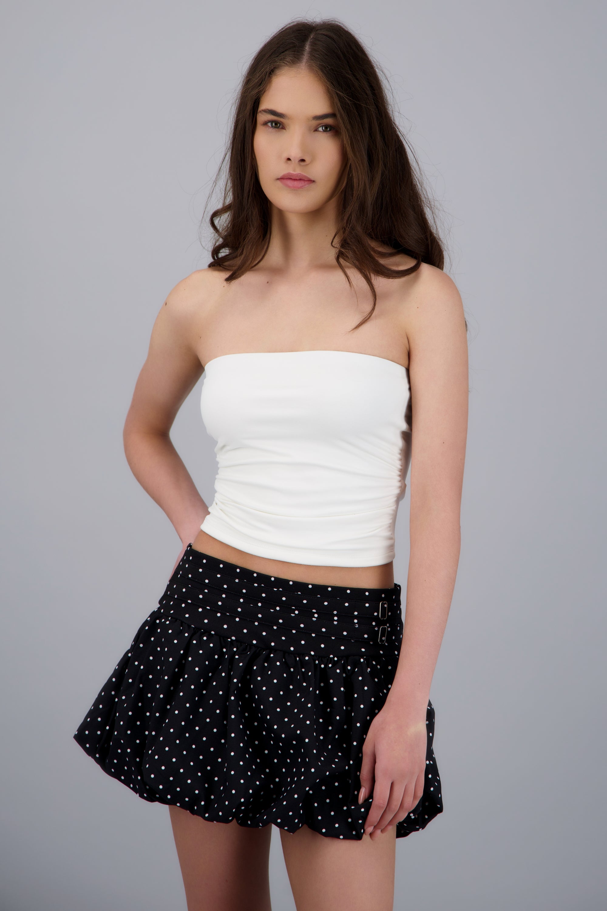 Top tubo detalle drapeado BLANCO