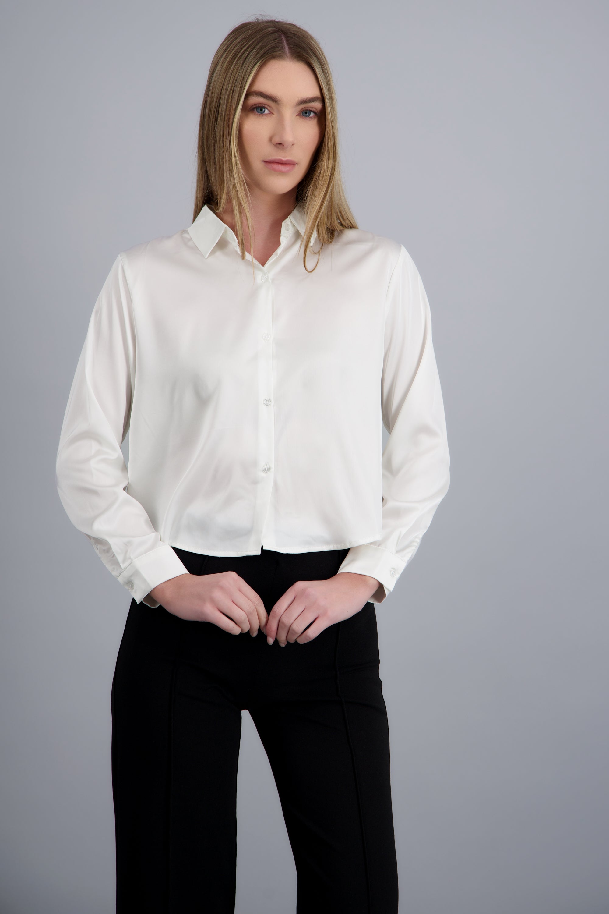 Camisa satinada lisa BLANCO