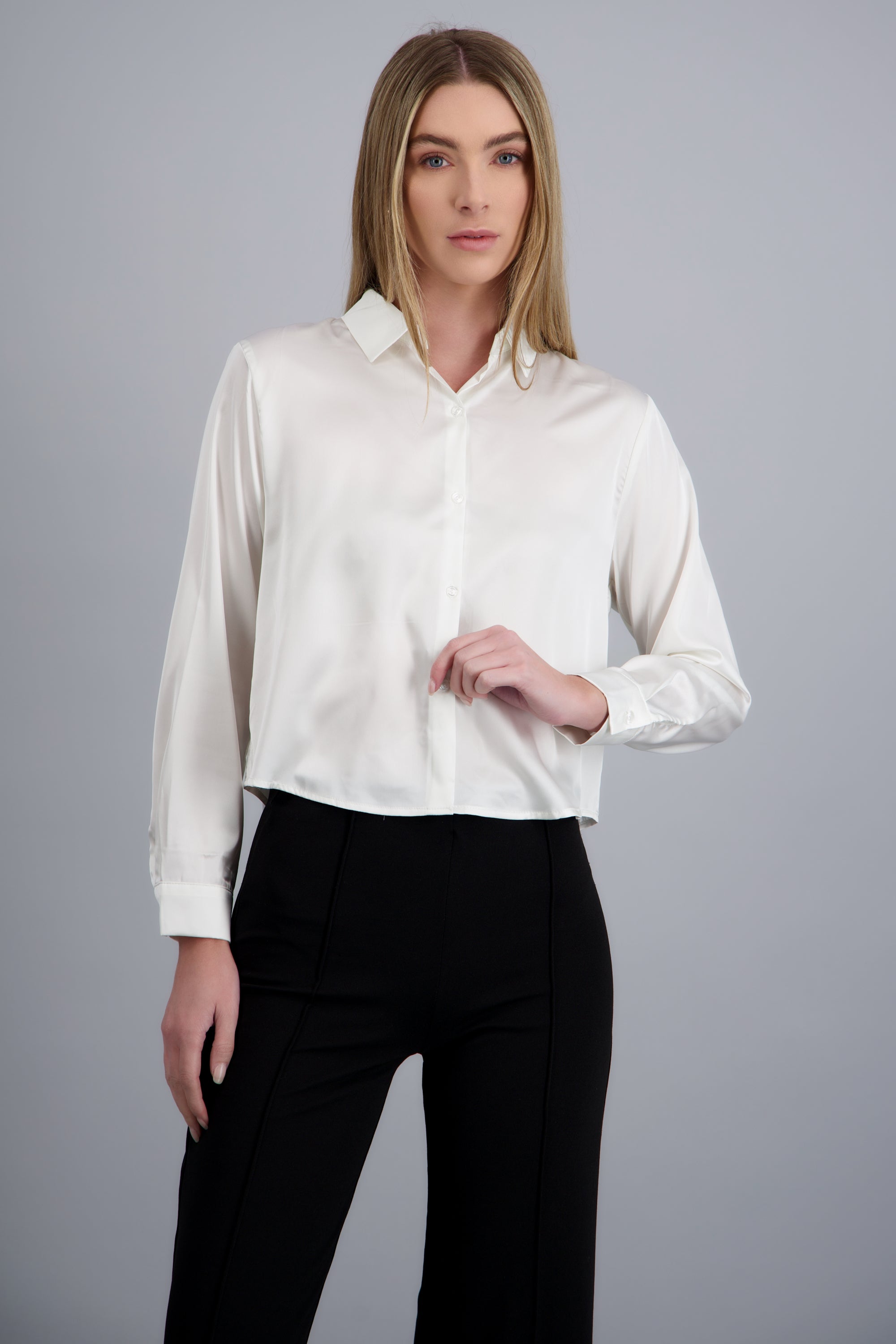 Camisa satinada lisa BLANCO