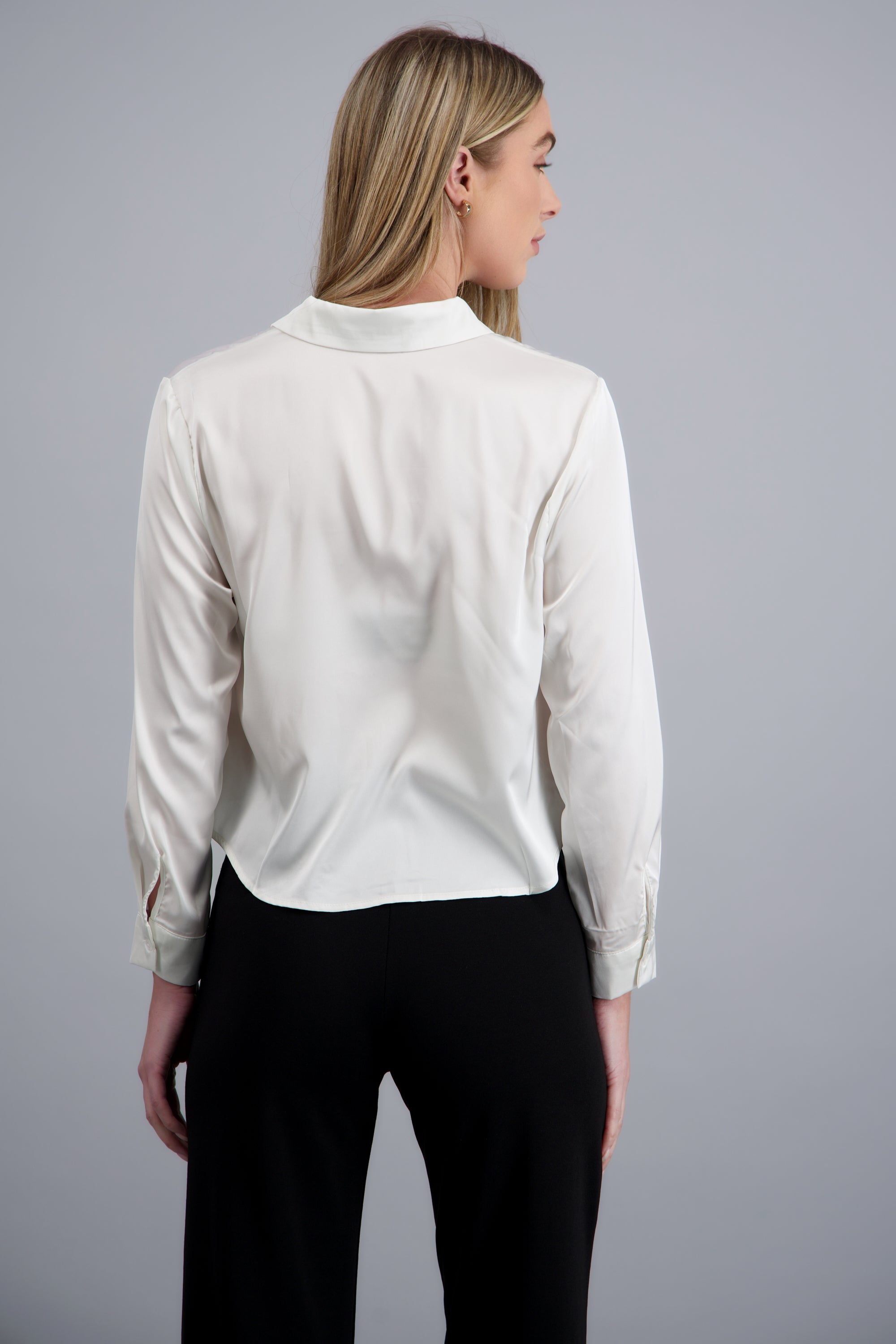 Camisa satinada lisa BLANCO