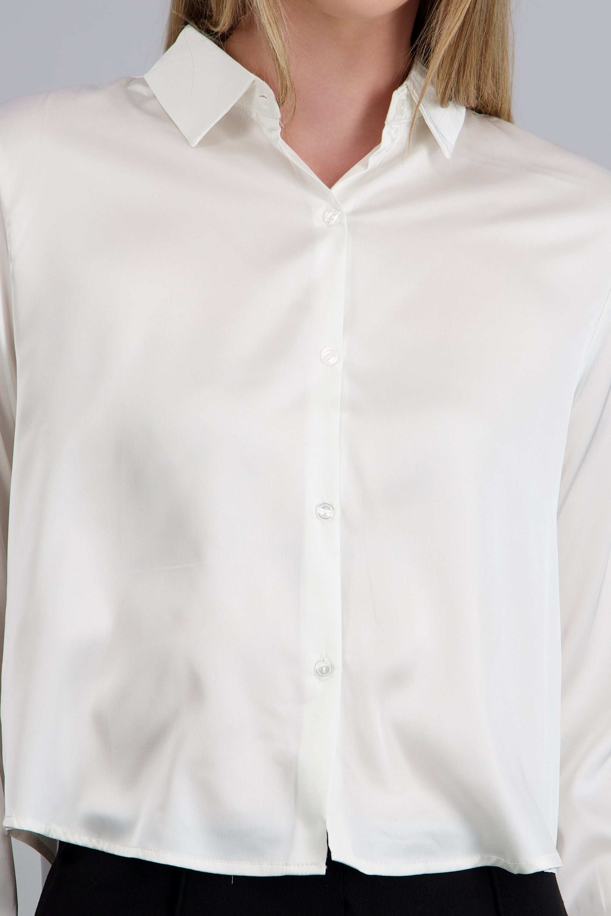 Camisa satinada lisa BLANCO