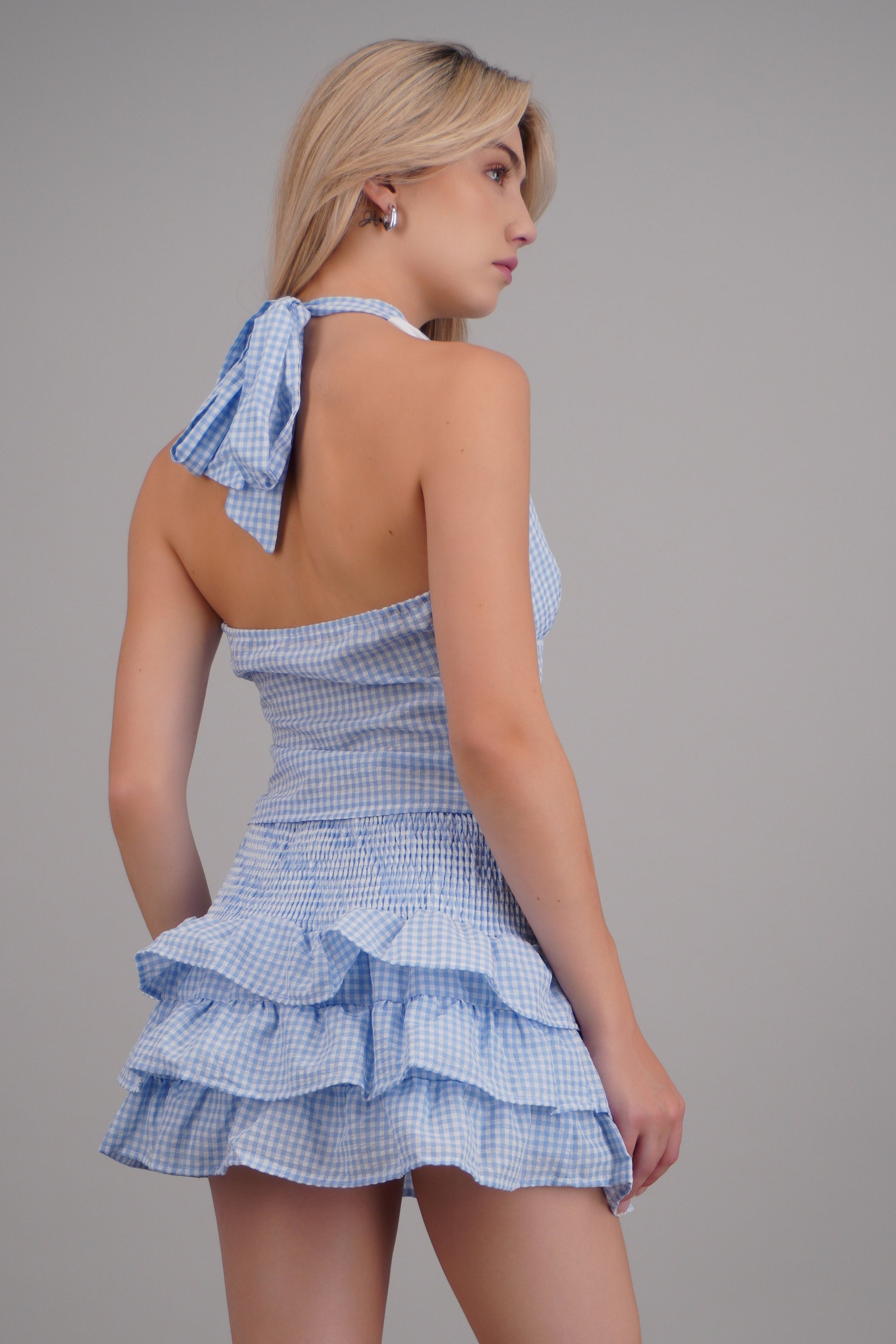 Top halter gingham AZUL COMBO