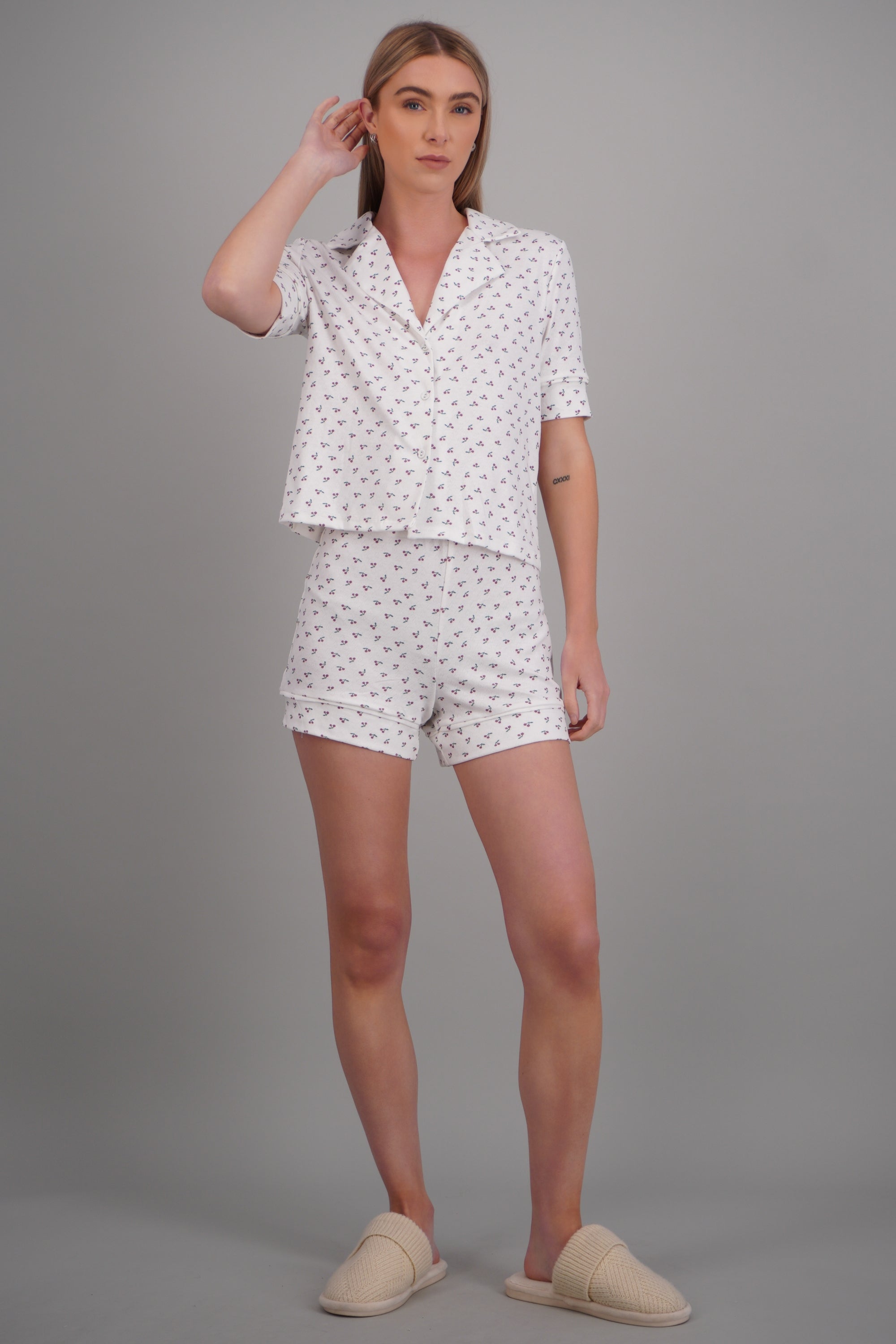 Pijama pointelle estampada ROJO