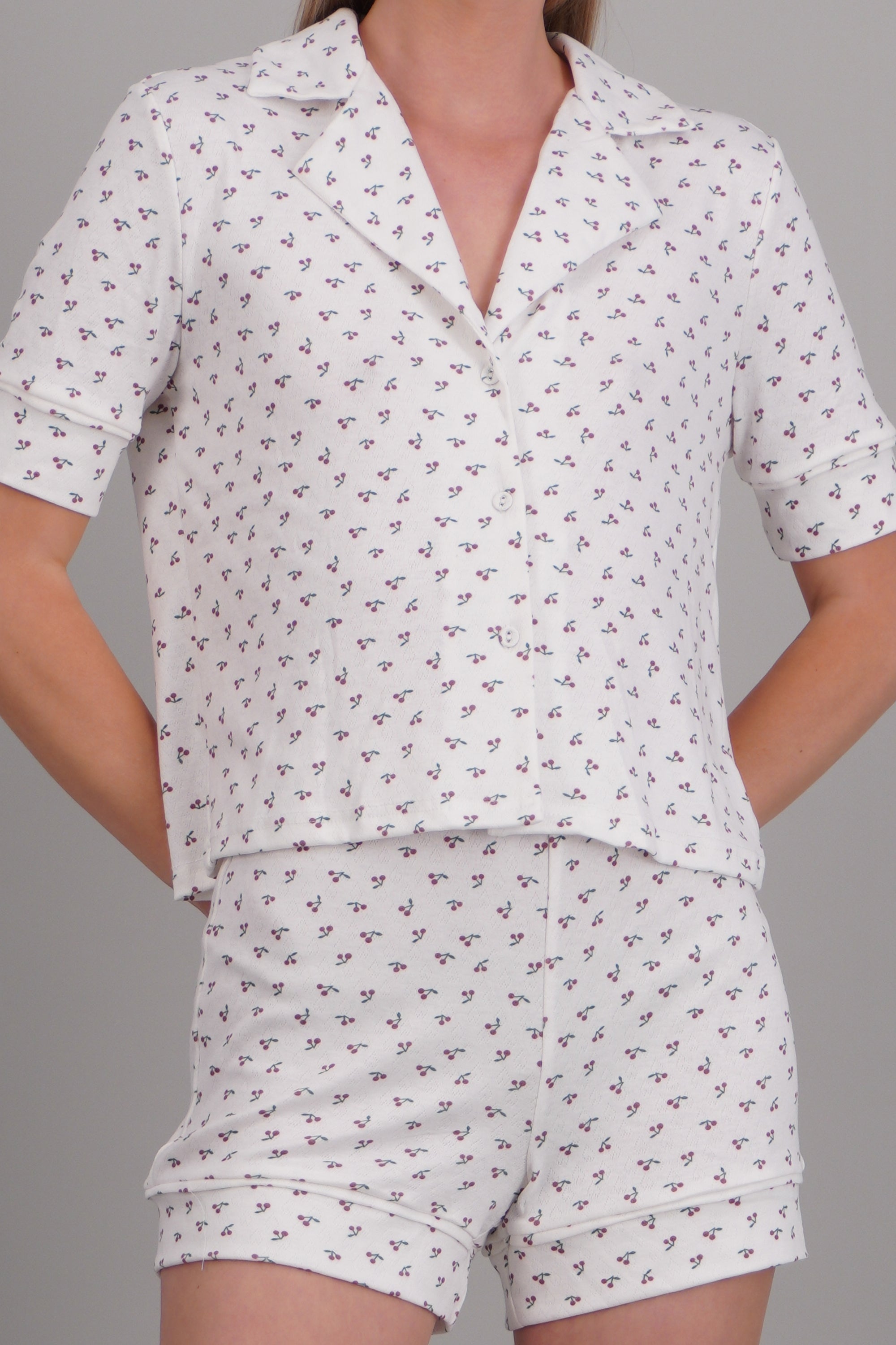 Pijama pointelle estampada ROJO