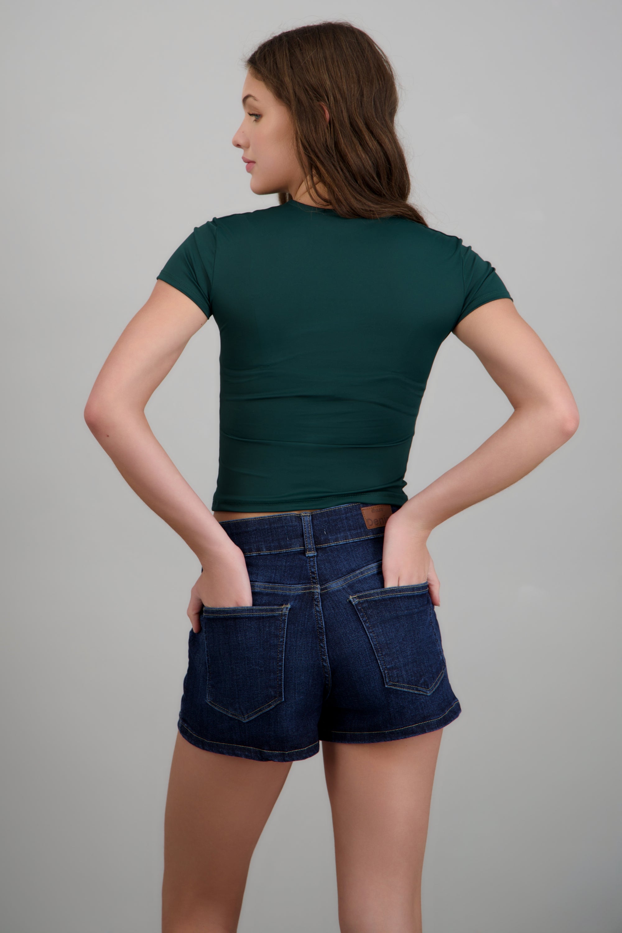 Top escote scoop manga carta VERDE CAZADOR