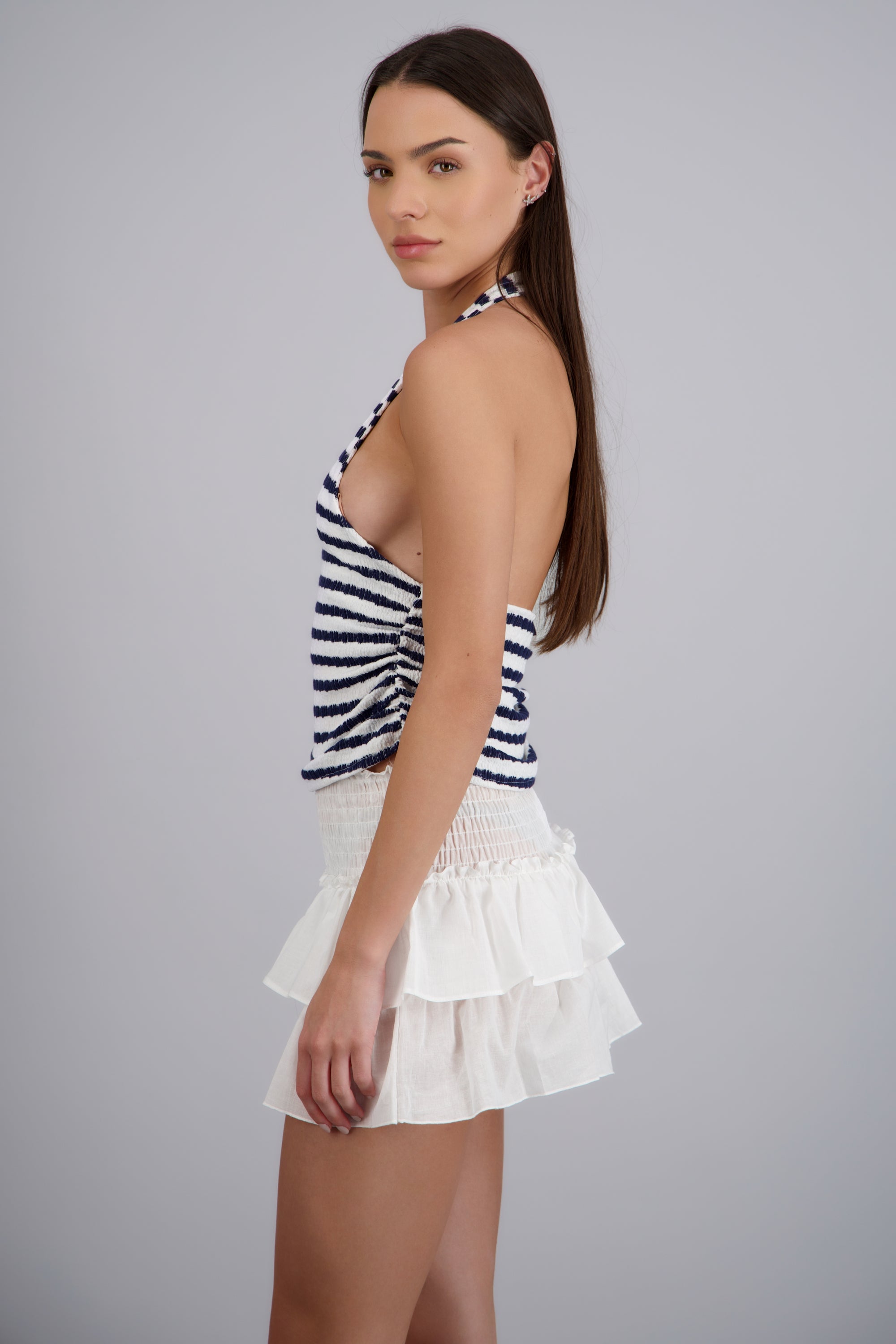 Top halter rayas detalle textura AZUL COMBO