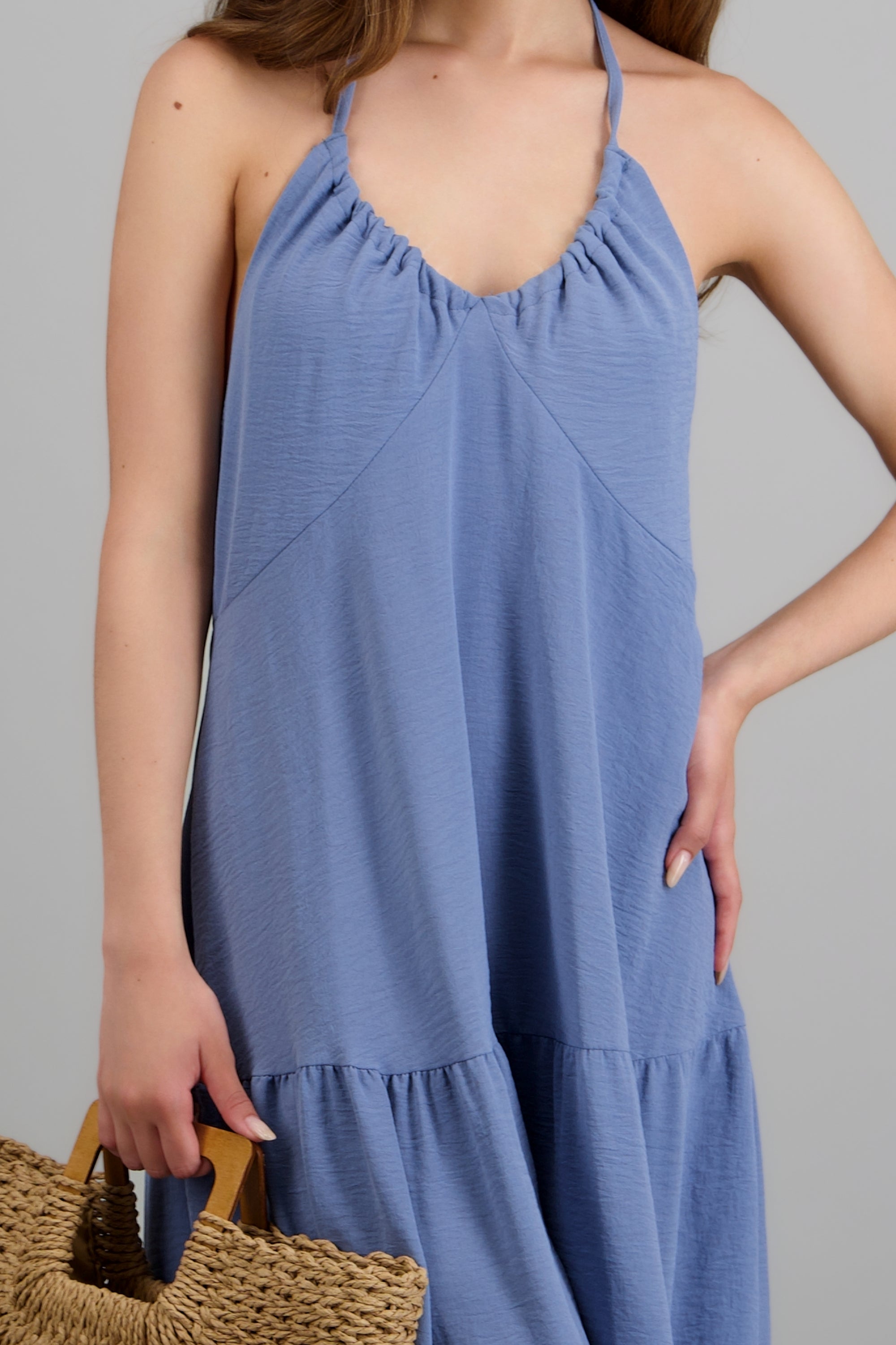 Vestido maxi halter AZUL CIELO