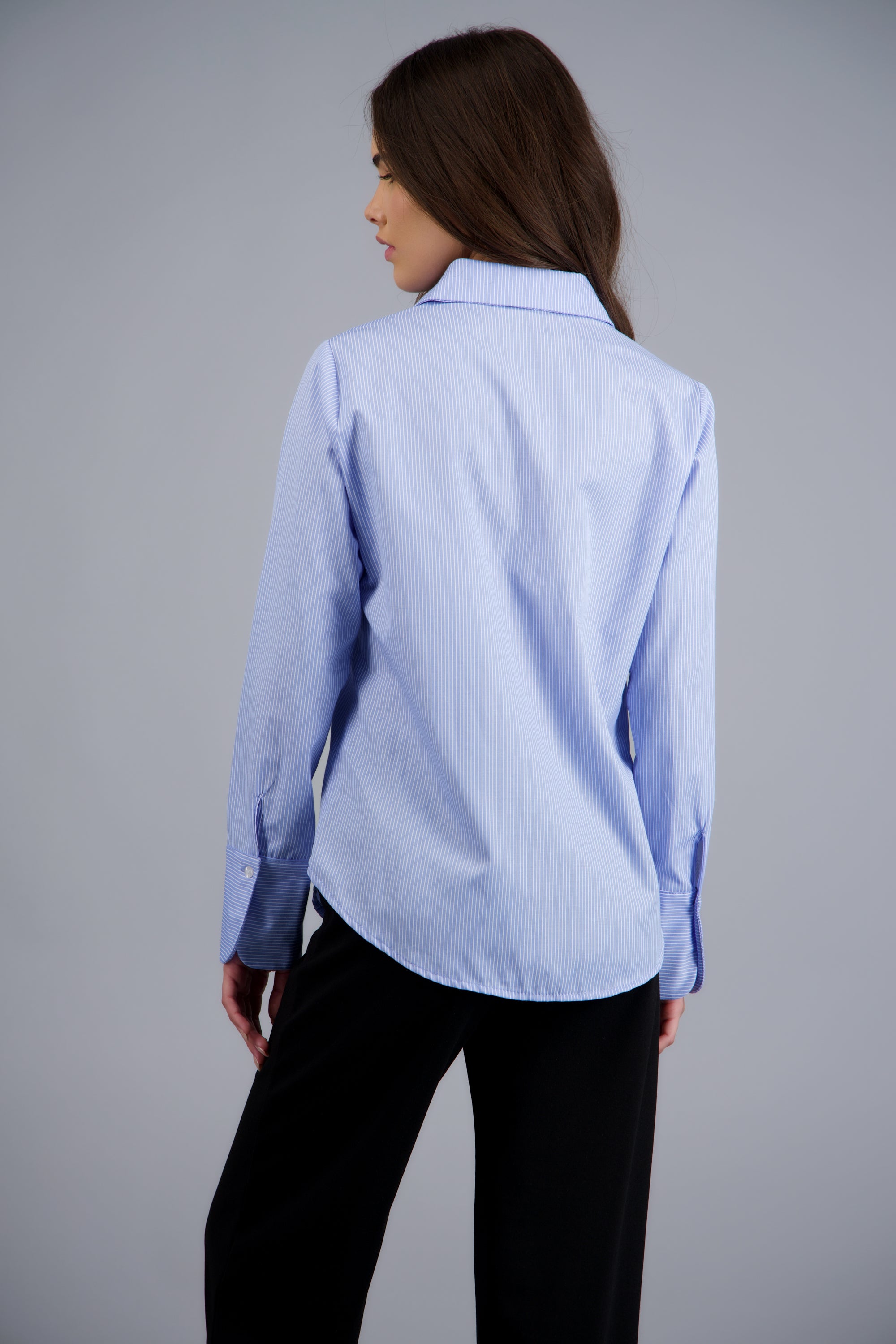 Camisa de rayas manga larga AZUL COMBO