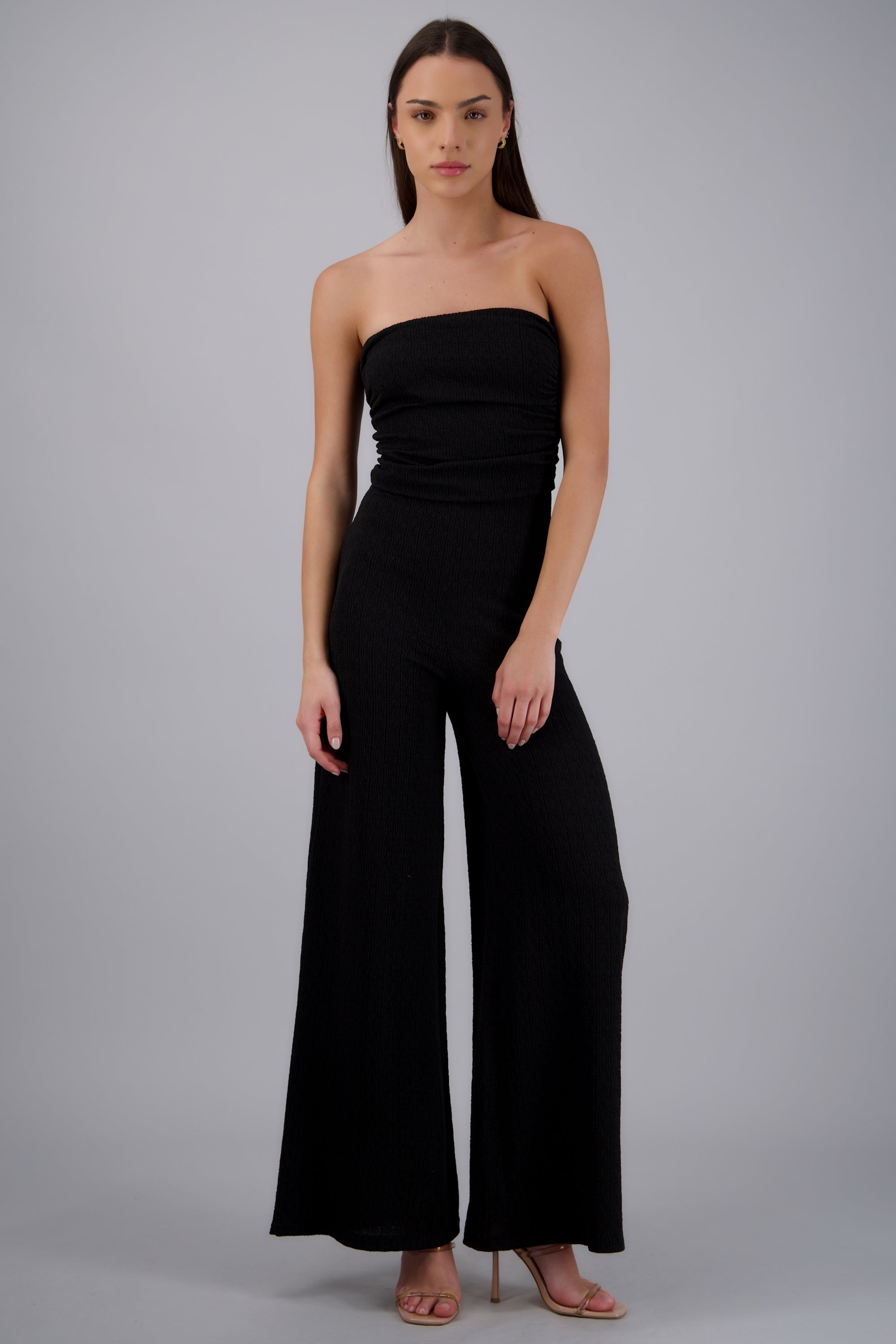 Jumpsuit strapples detalle pliegues NEGRO