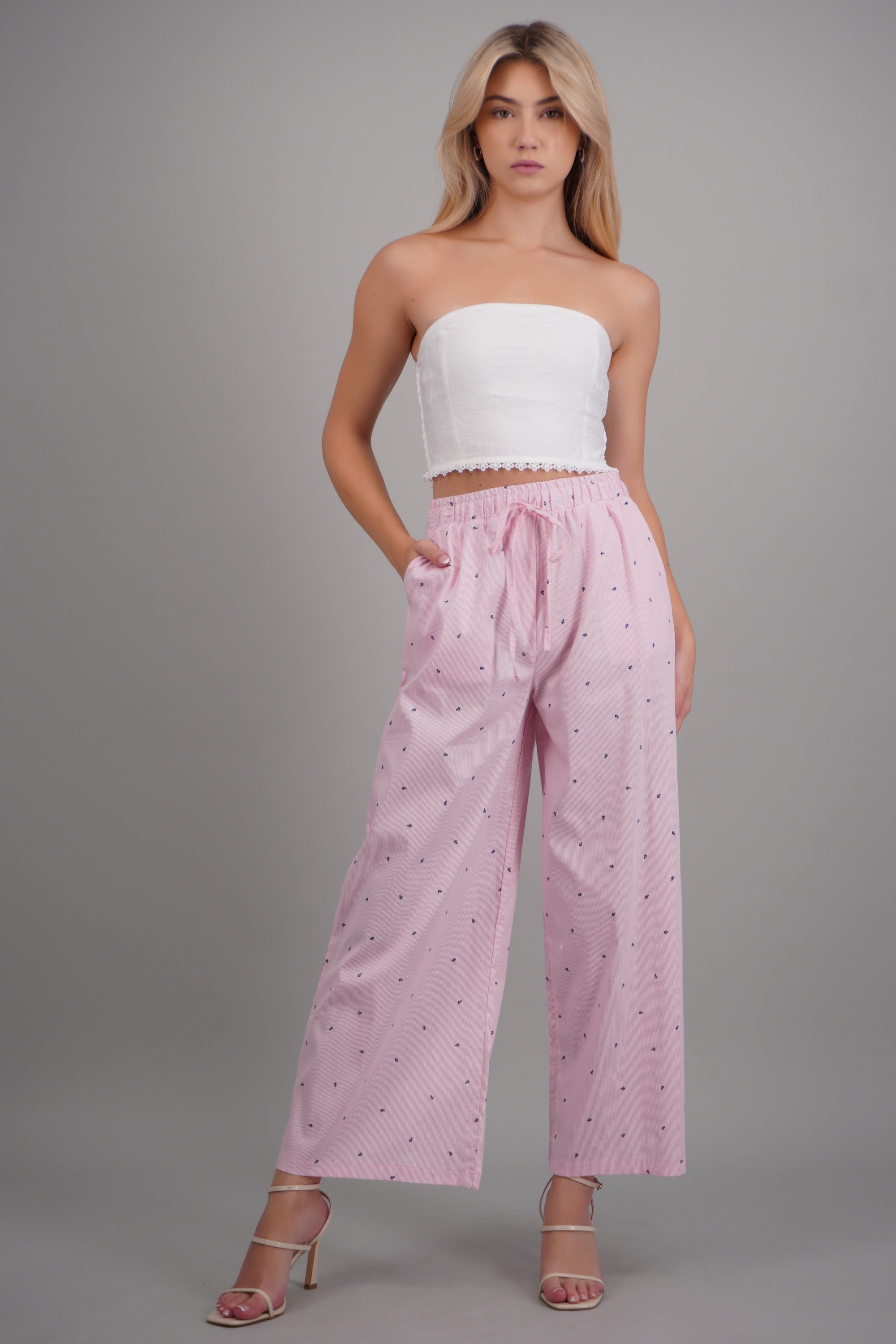 Pantalon amplio con cintura ajustable ROSA COMBO