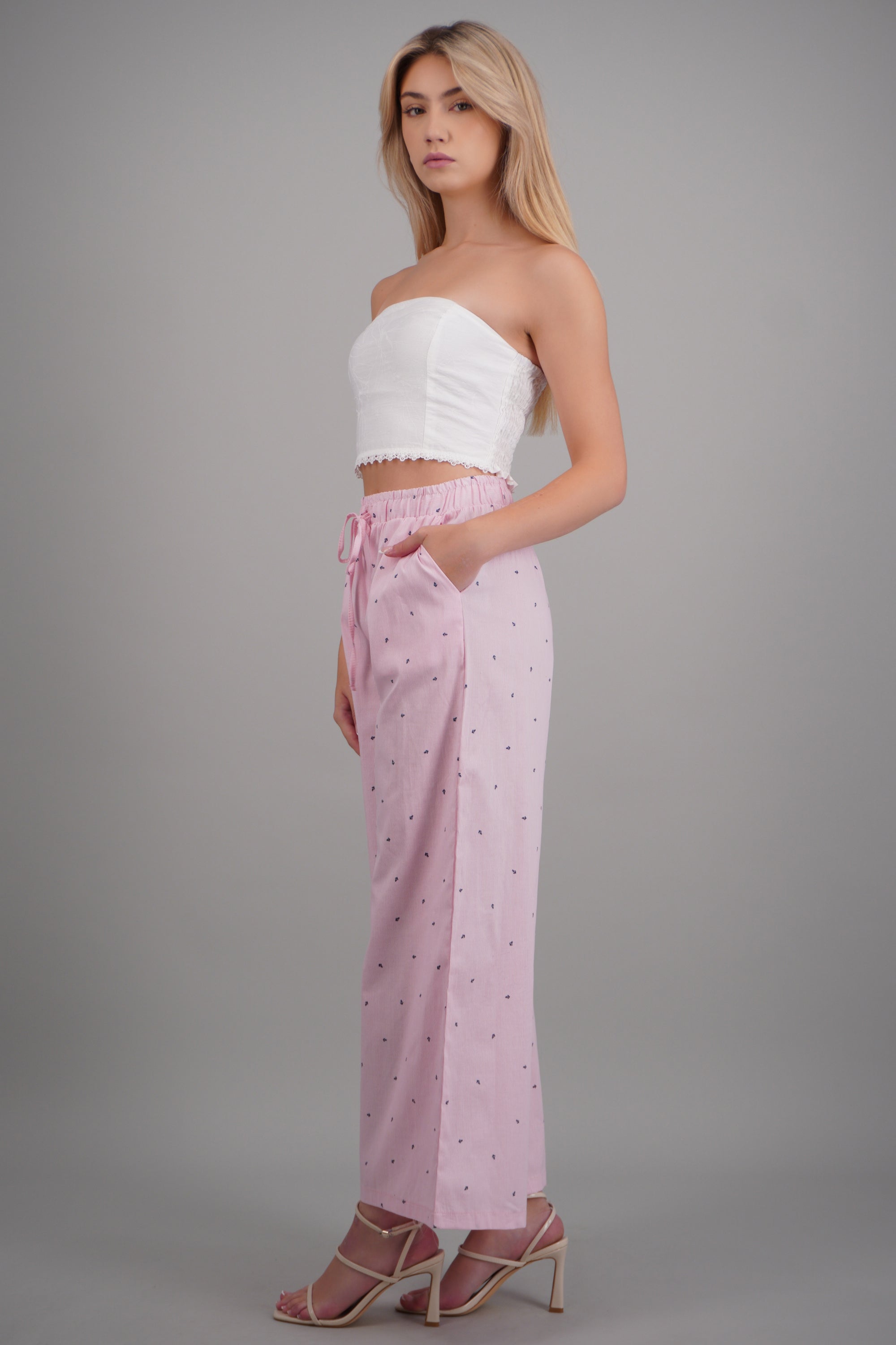 Pantalon amplio con cintura ajustable ROSA COMBO
