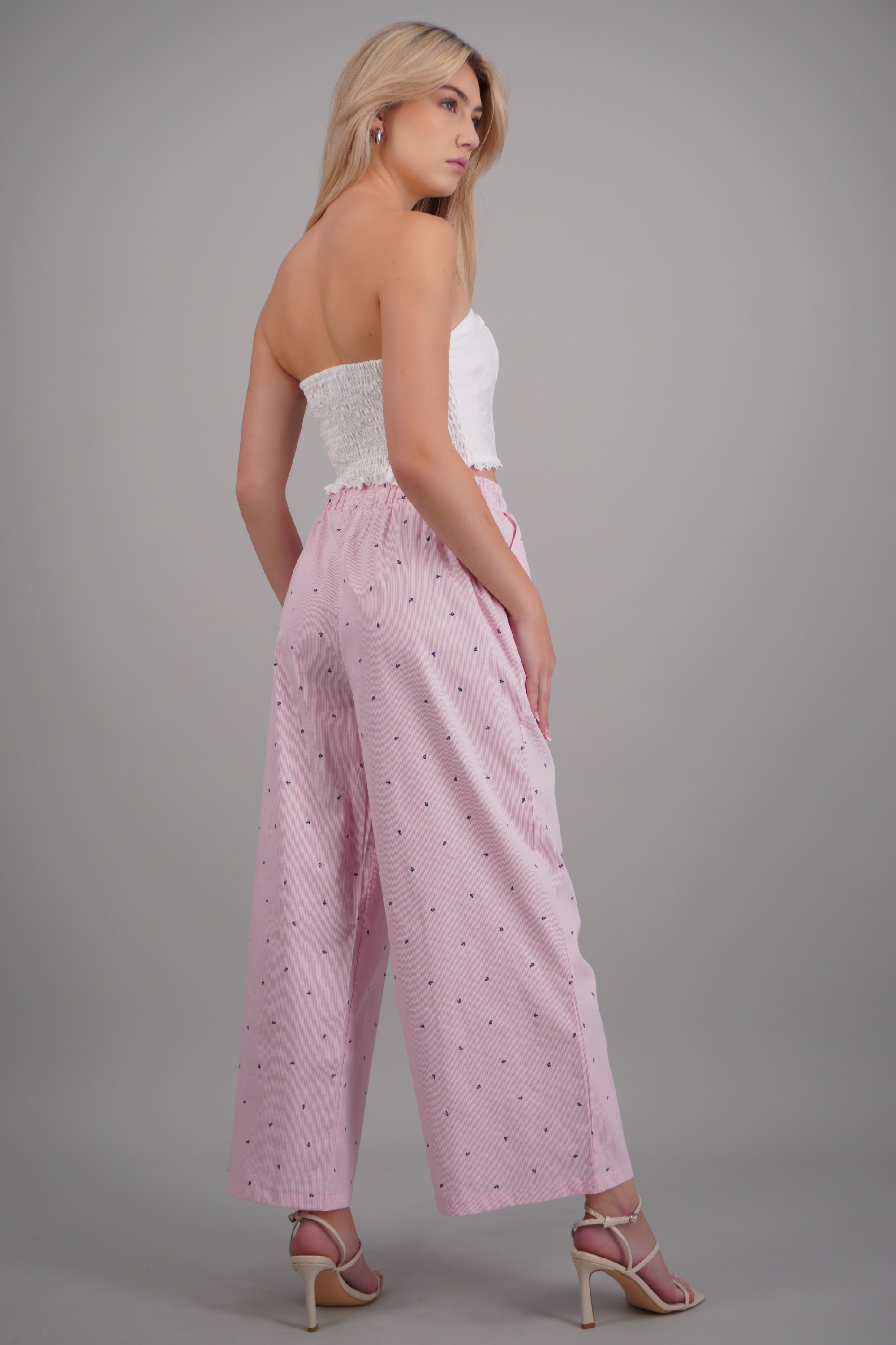 Pantalon amplio con cintura ajustable ROSA COMBO