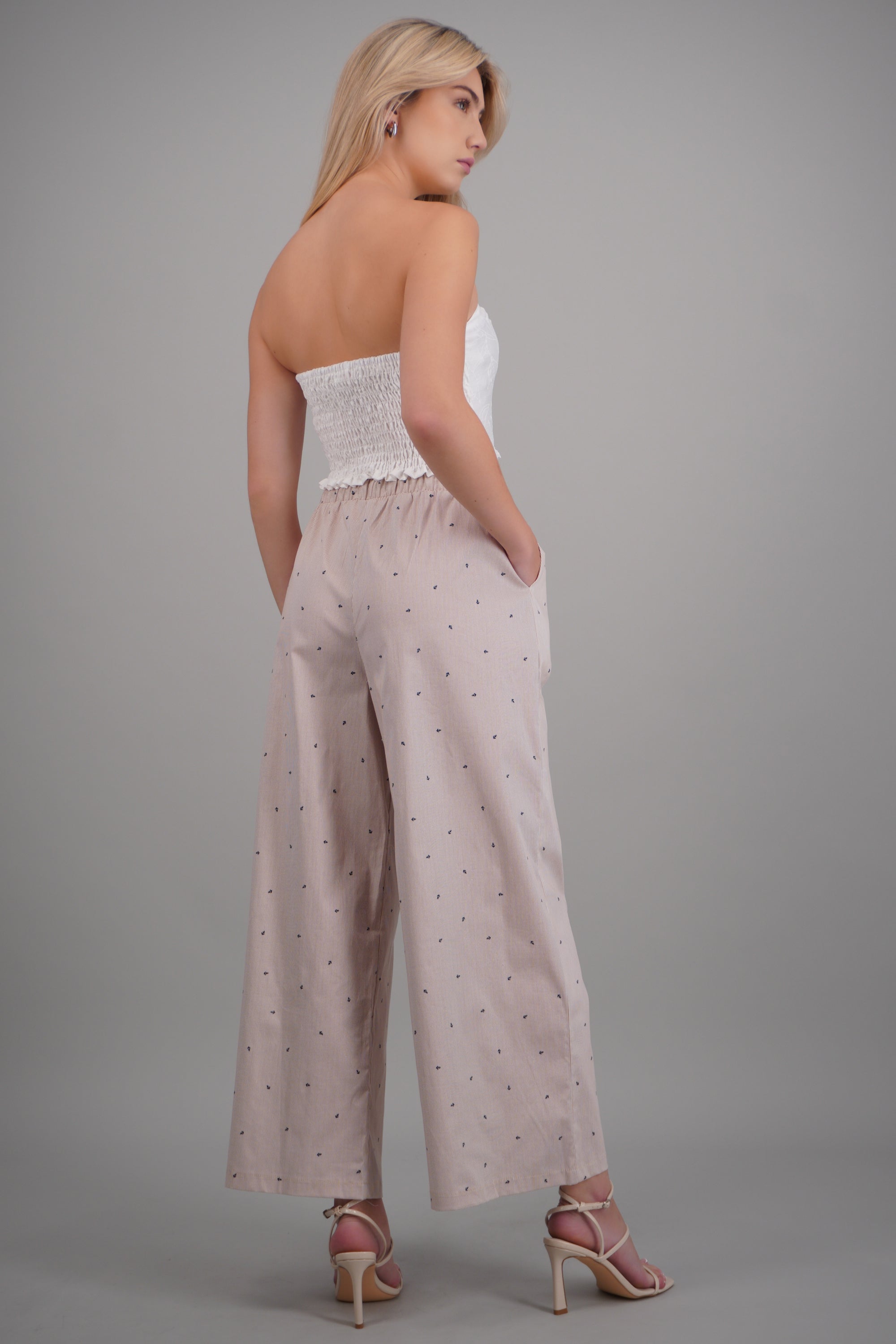 Pantalon amplio con cintura ajustable KHAKI COMBO