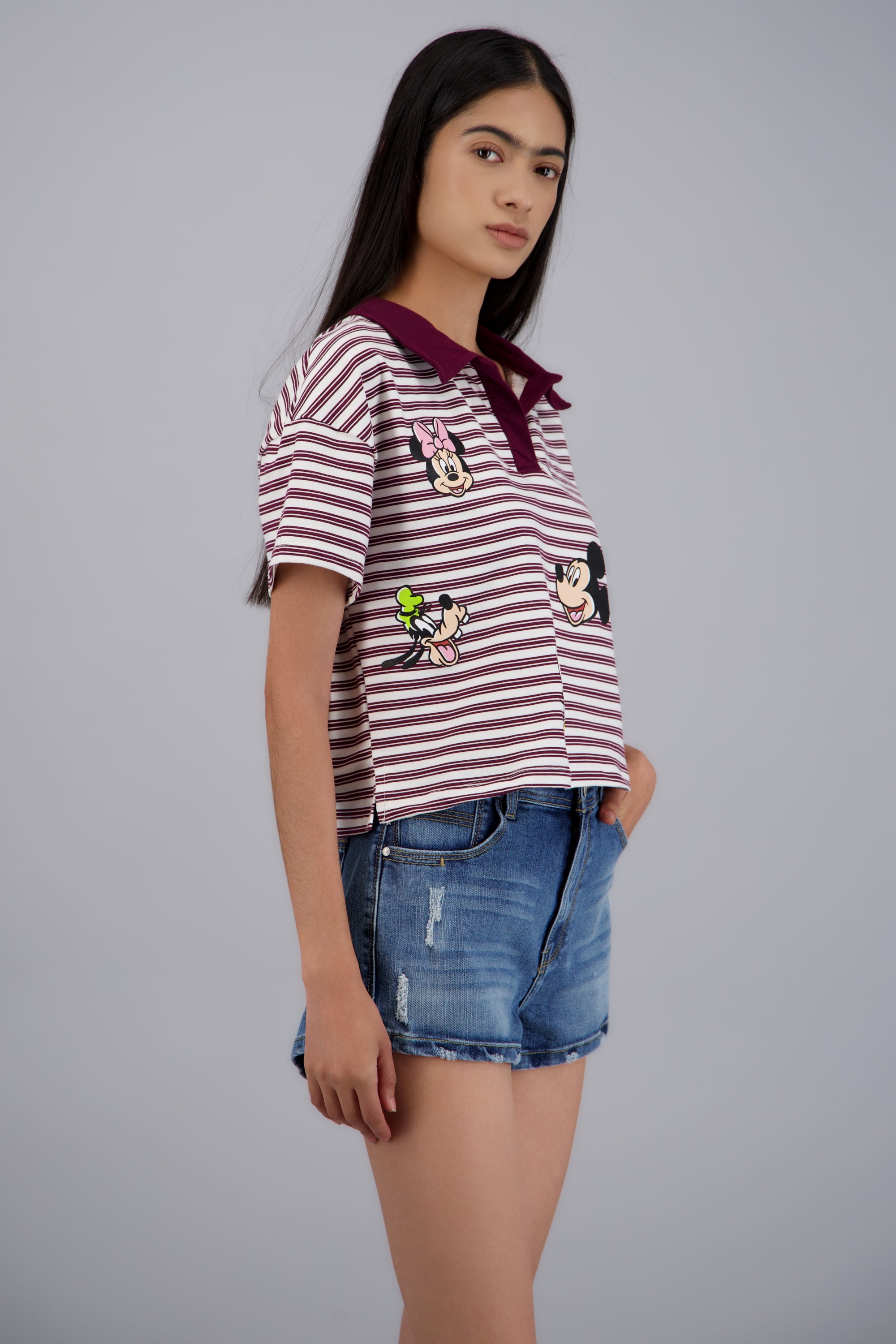 Polo boxy lineas incono disney VINO COMBO