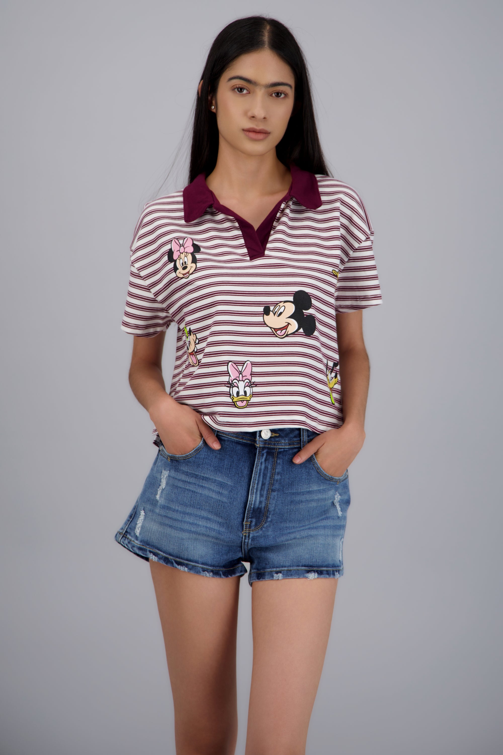 Polo boxy lineas incono disney VINO COMBO
