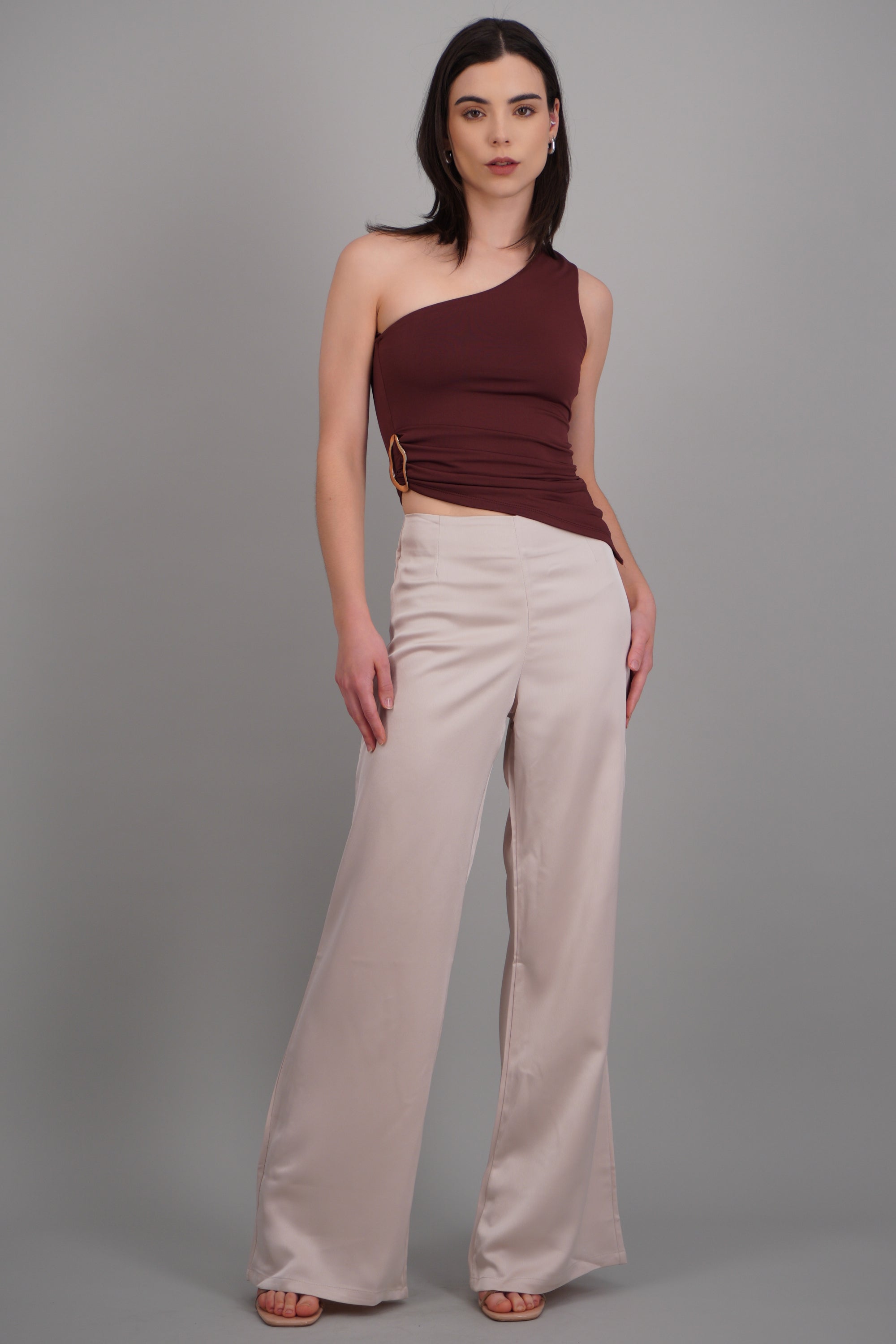 Pantalón satinado HUESO
