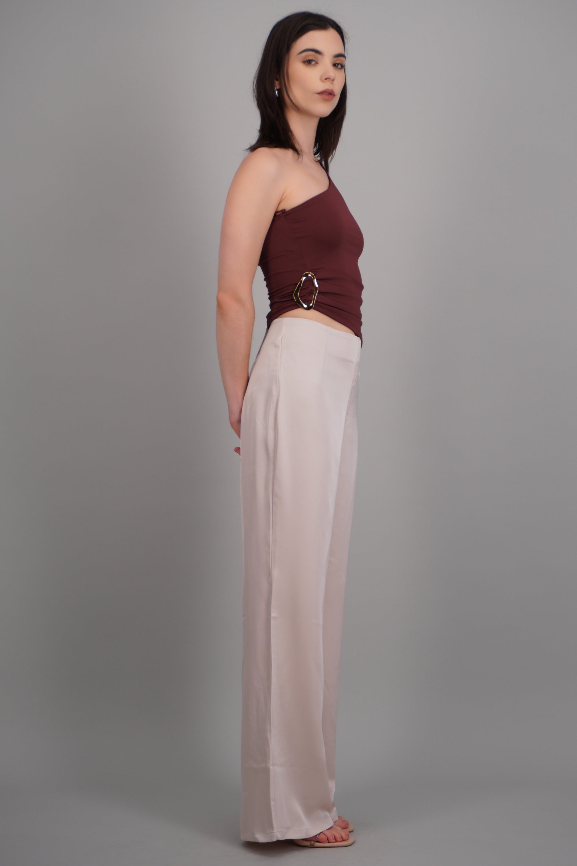 Pantalón satinado HUESO