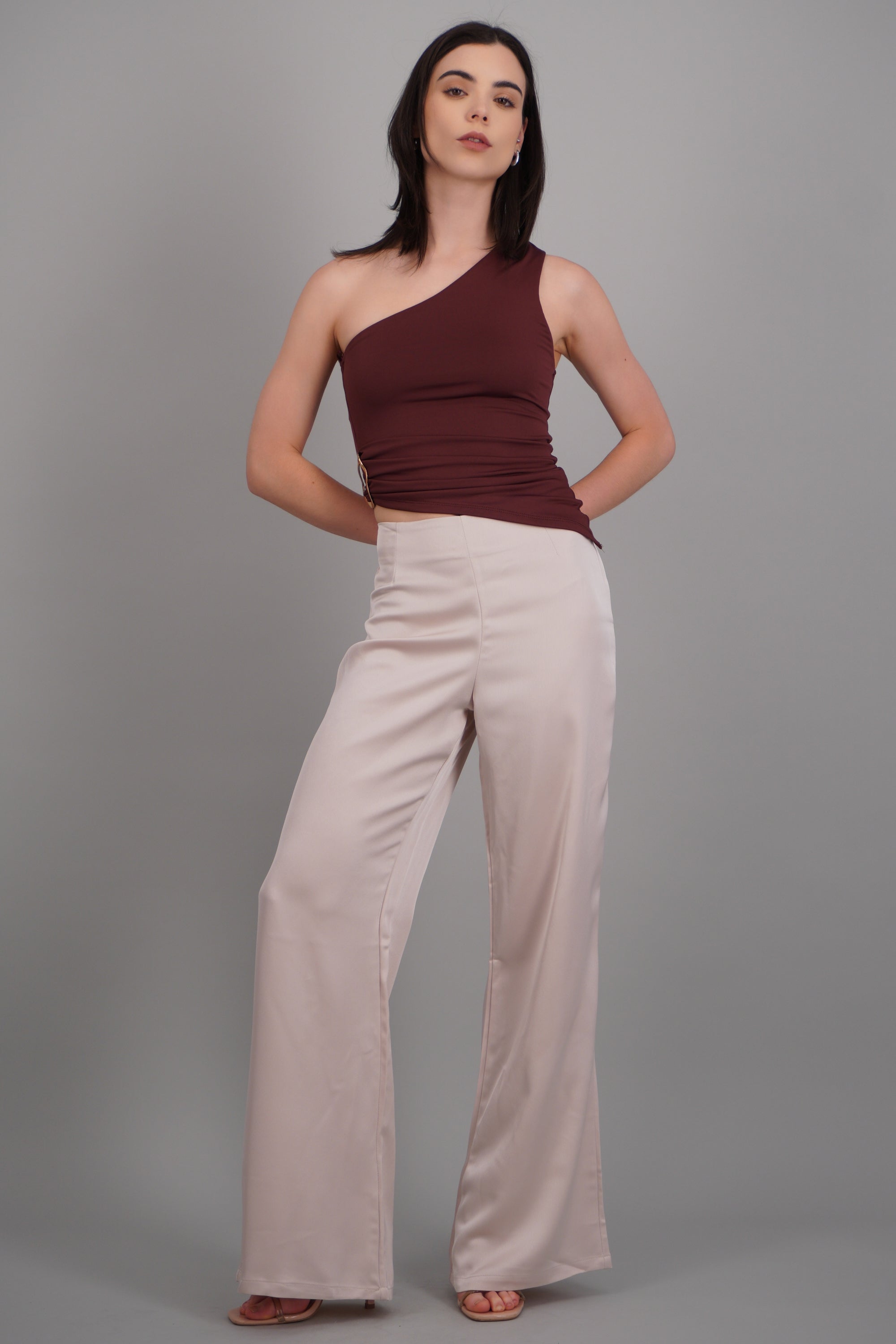 Pantalón satinado HUESO