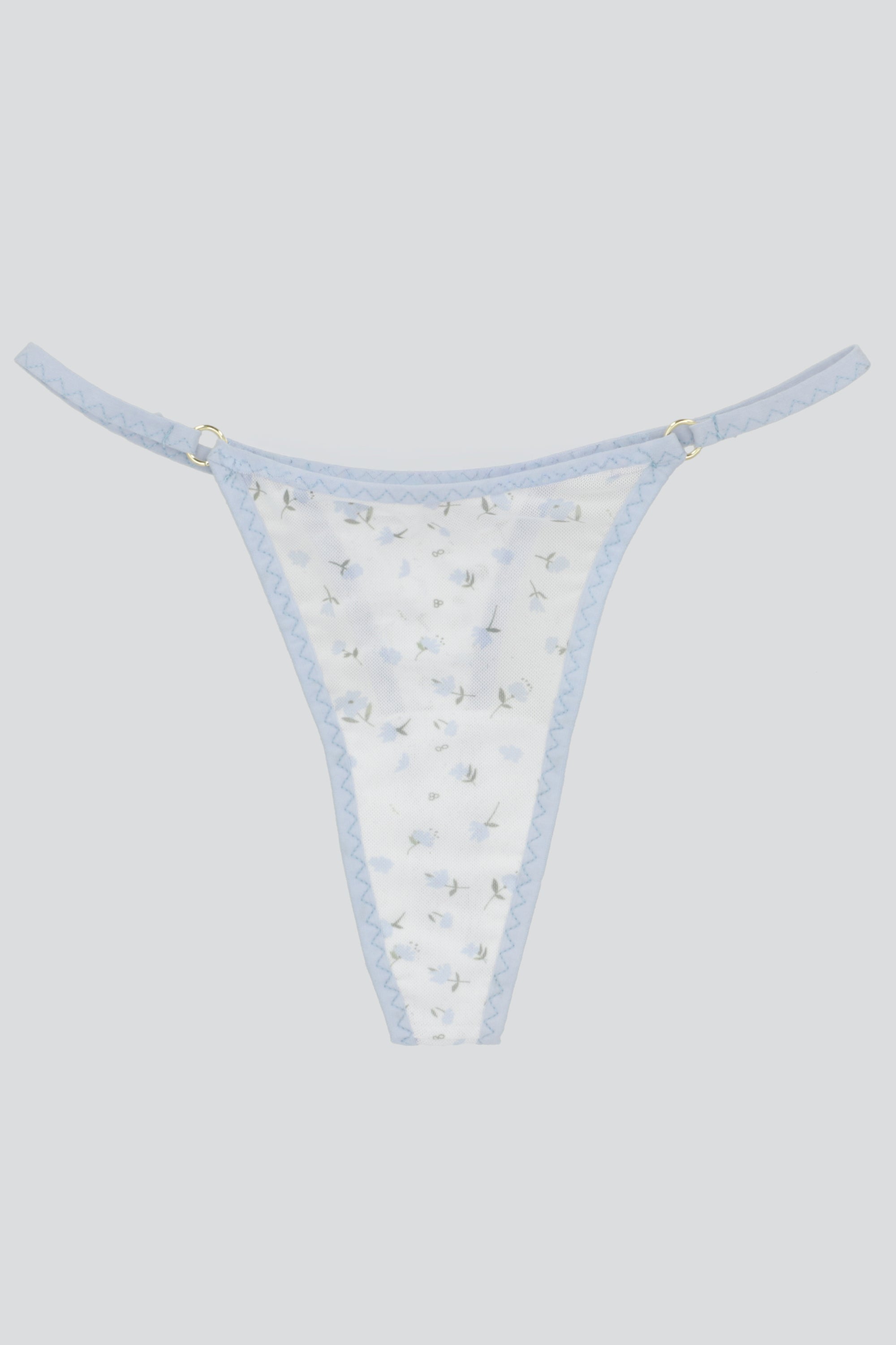 Tanga mesh estampado detalle aros BLANCO COMBO