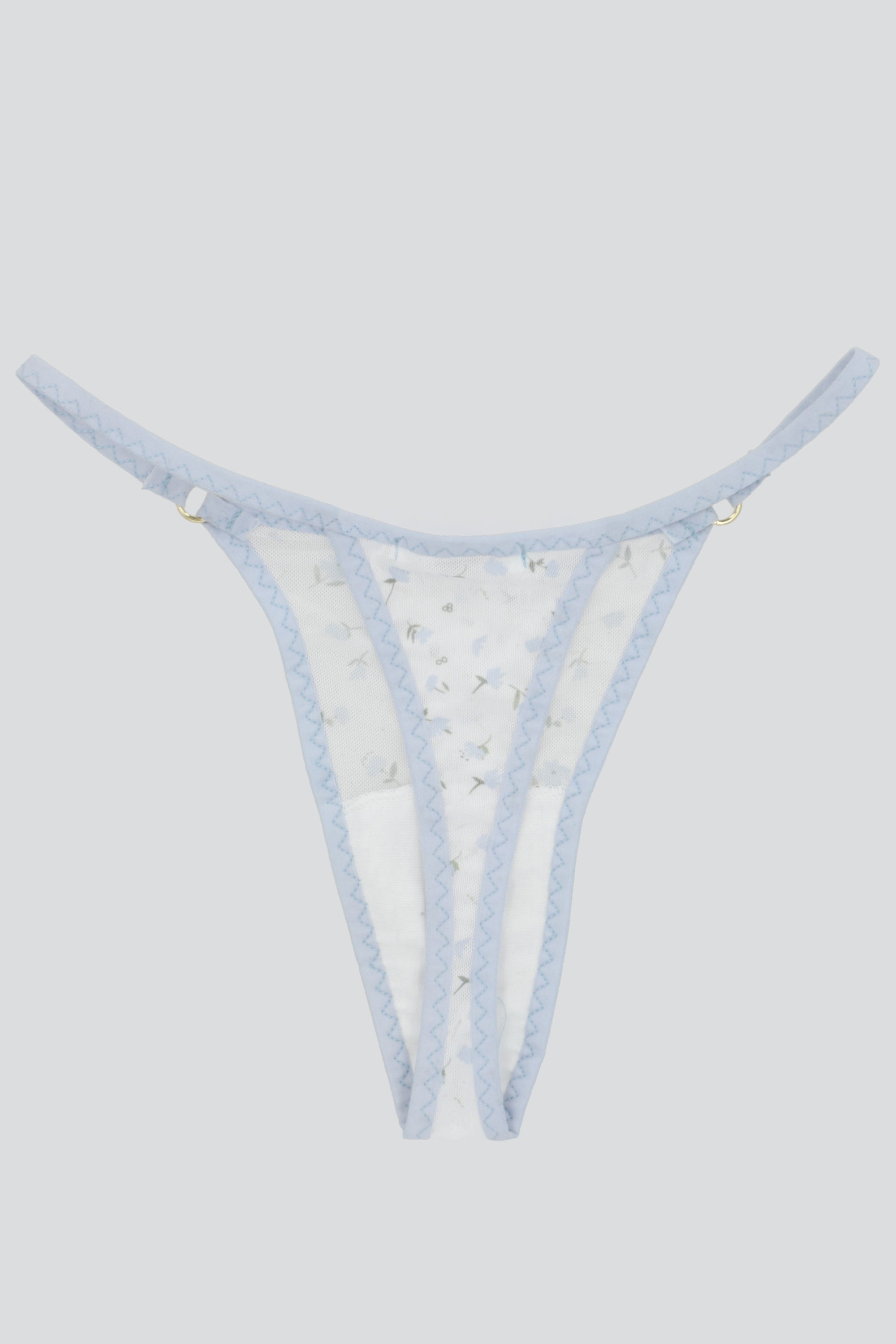 Tanga mesh estampado detalle aros BLANCO COMBO