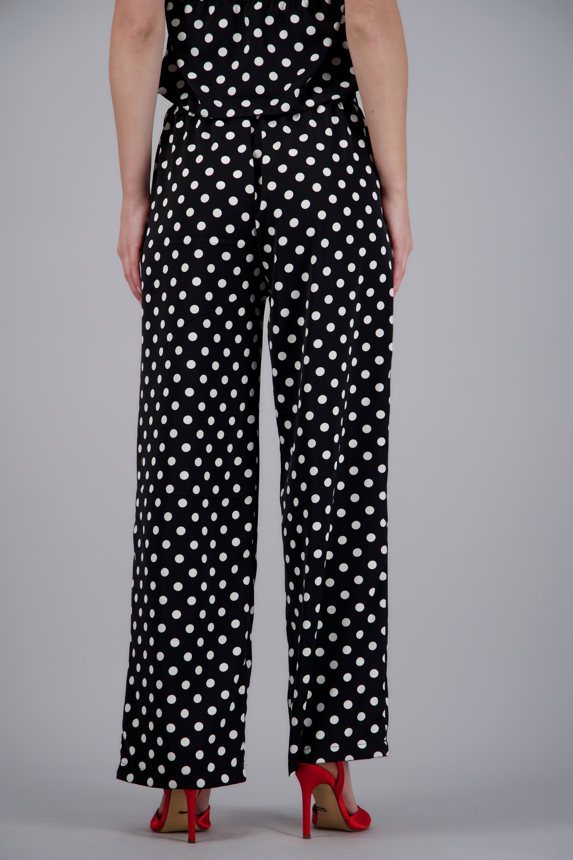 Pantalon wide leg polka dots NEGRO COMBO