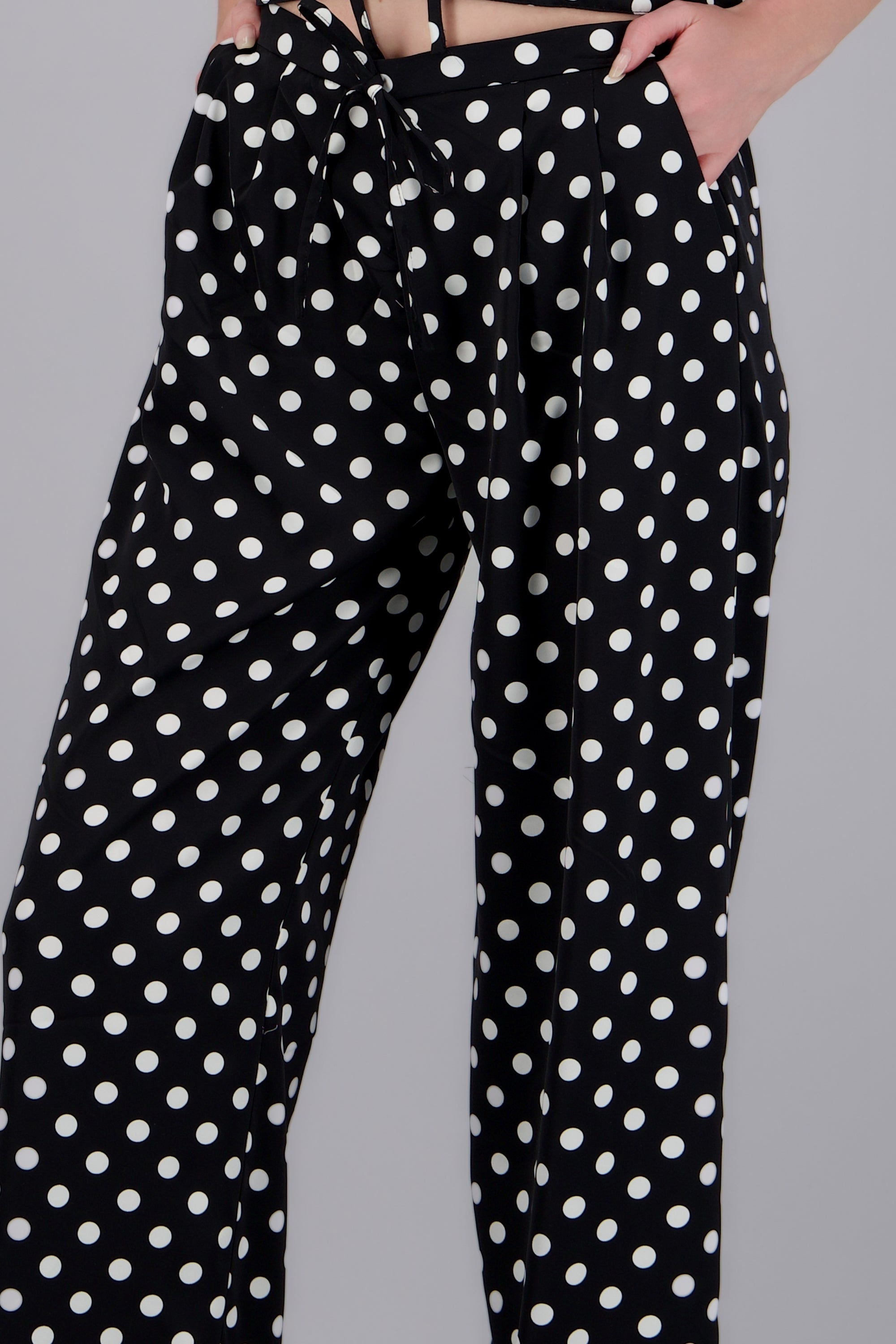 Pantalon wide leg polka dots NEGRO COMBO