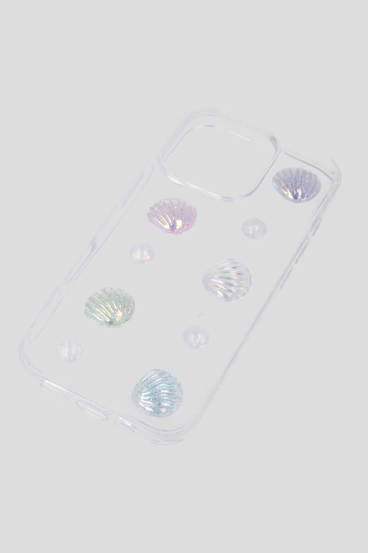 Funda iph 16 pro conchas y perlas TRANSPARENTE