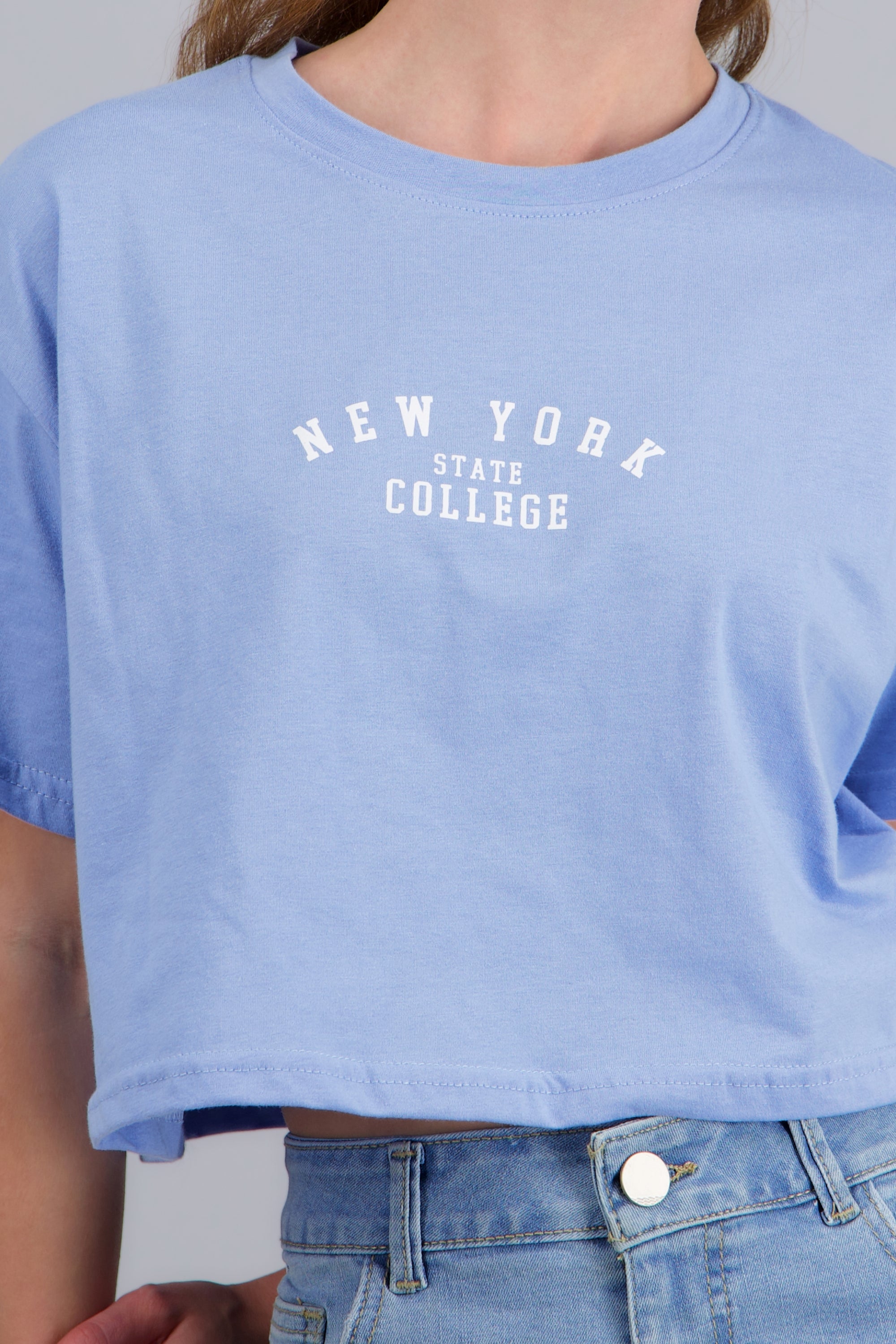 Playera boxy estampado new york AZUL PASTEL