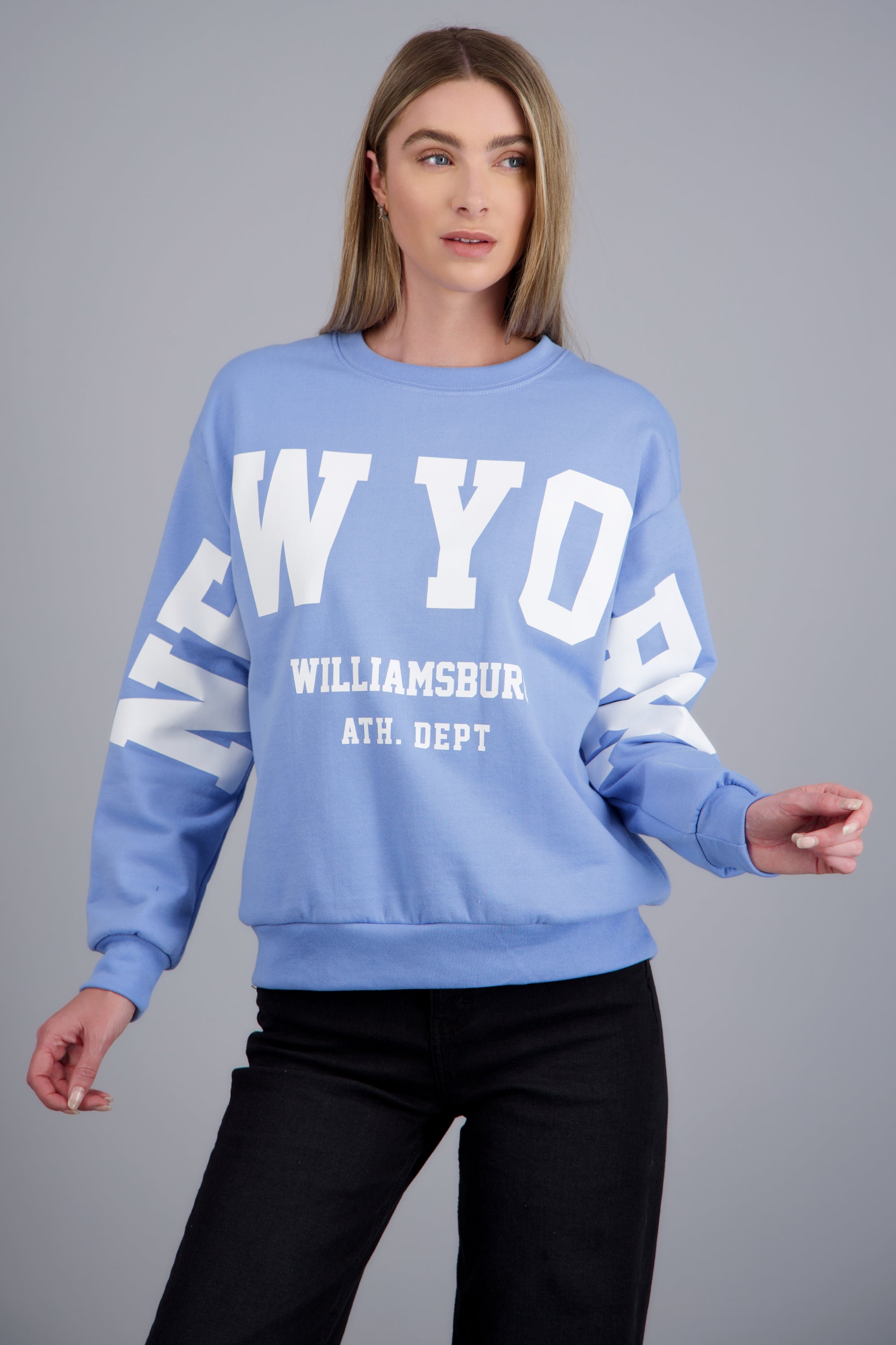 Sudadera oversized estampado new york AZUL CIELO