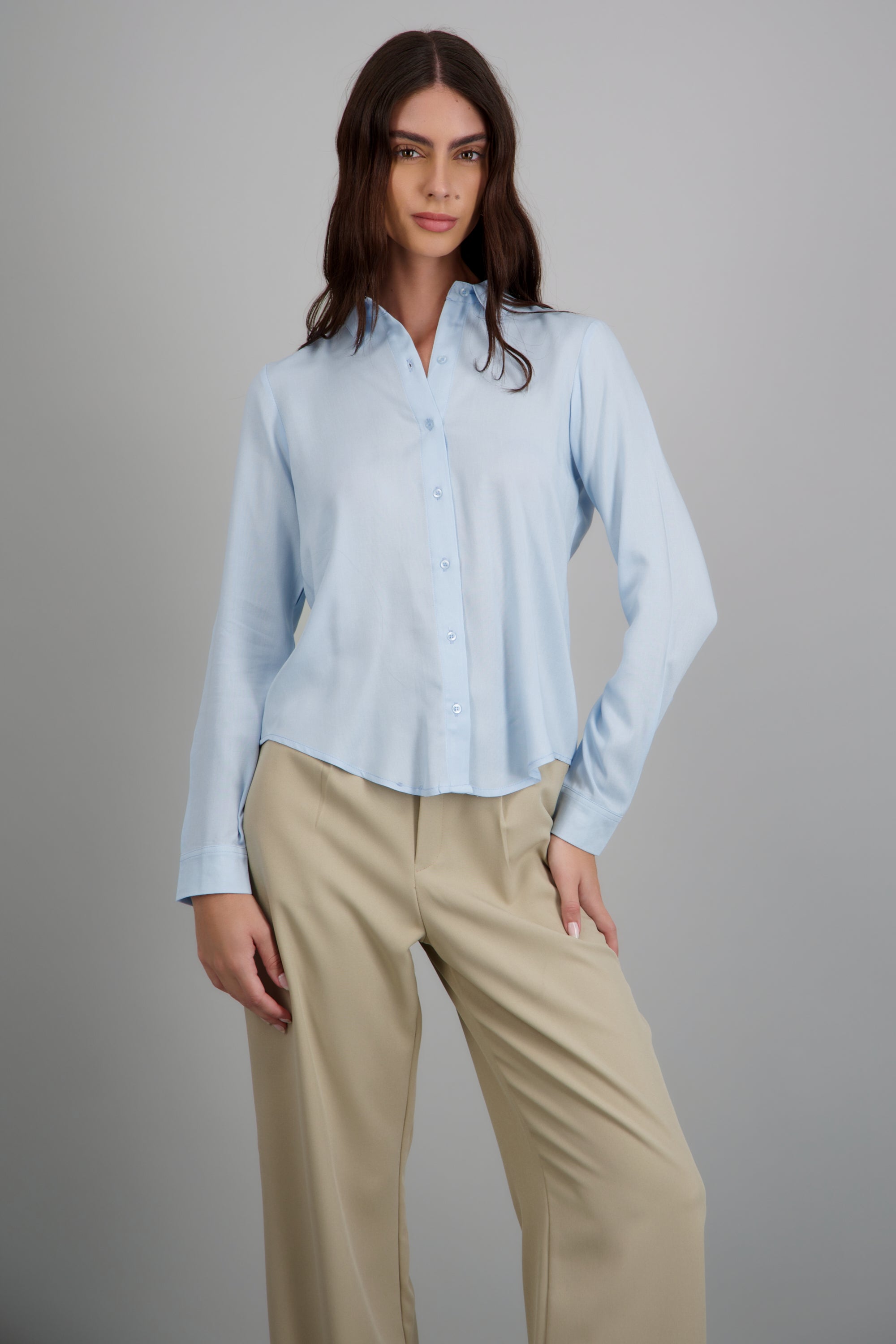 Camisa manga larga lisa AZUL CIELO