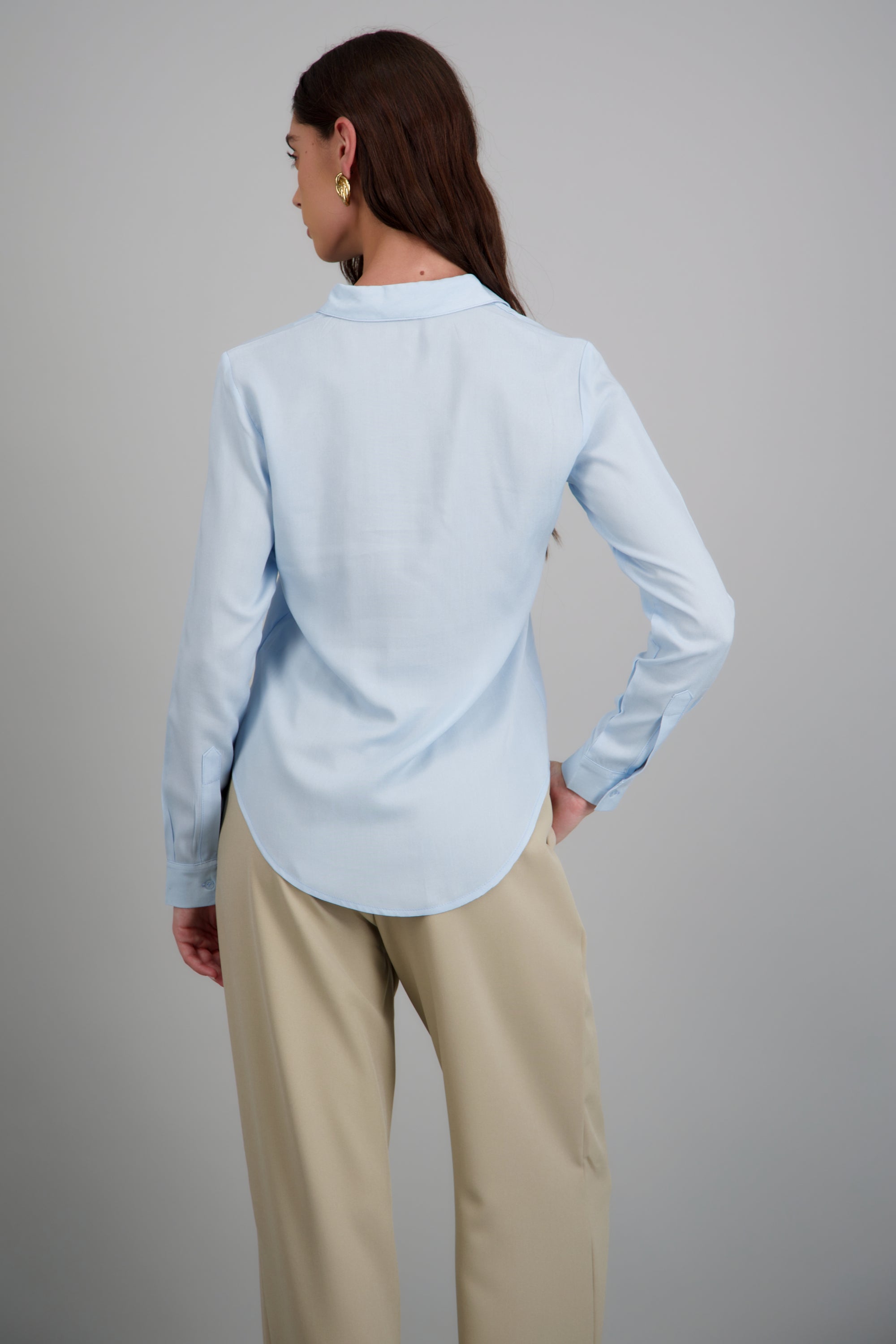 Camisa manga larga lisa AZUL CIELO