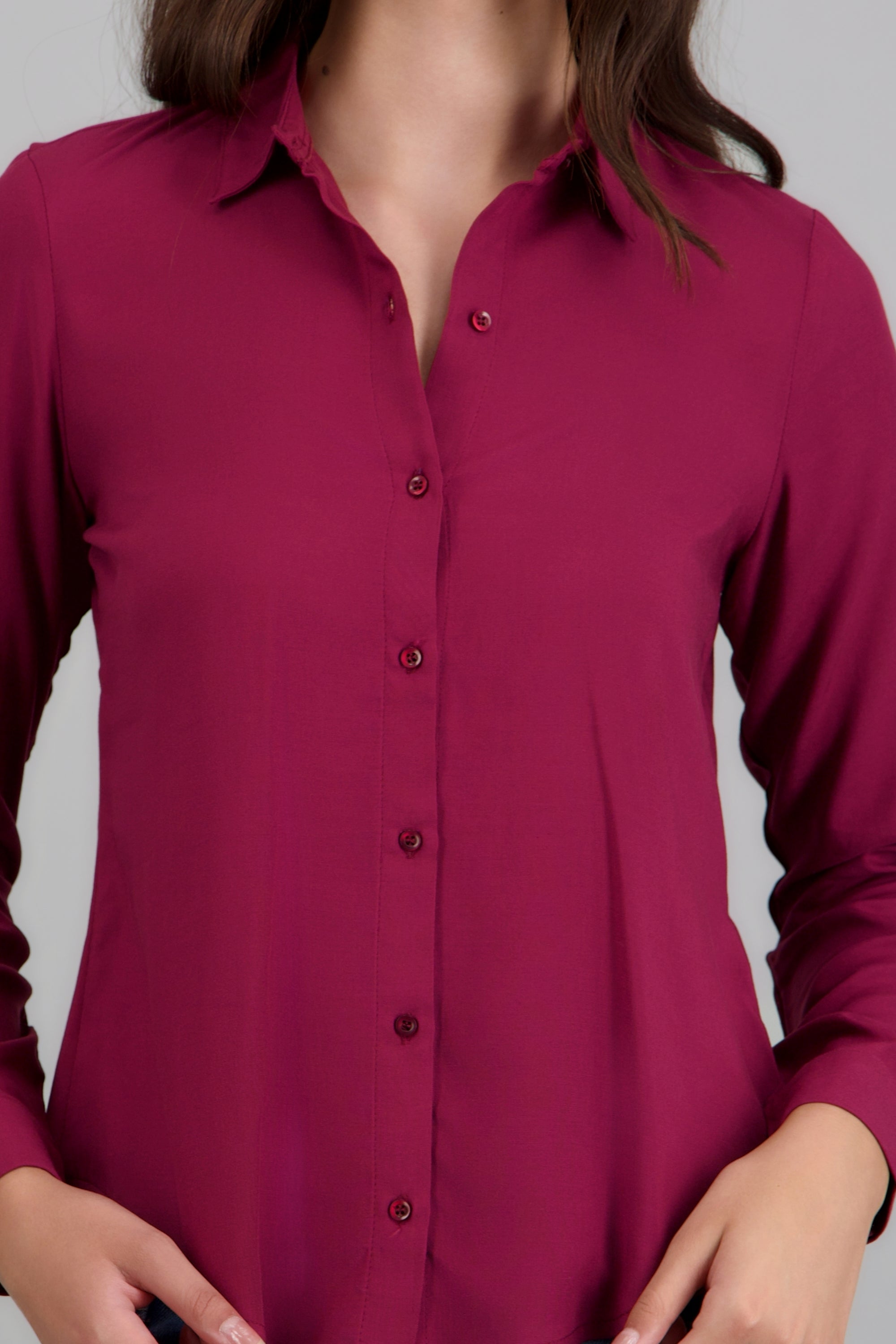 Camisa manga larga lisa CIRUELA