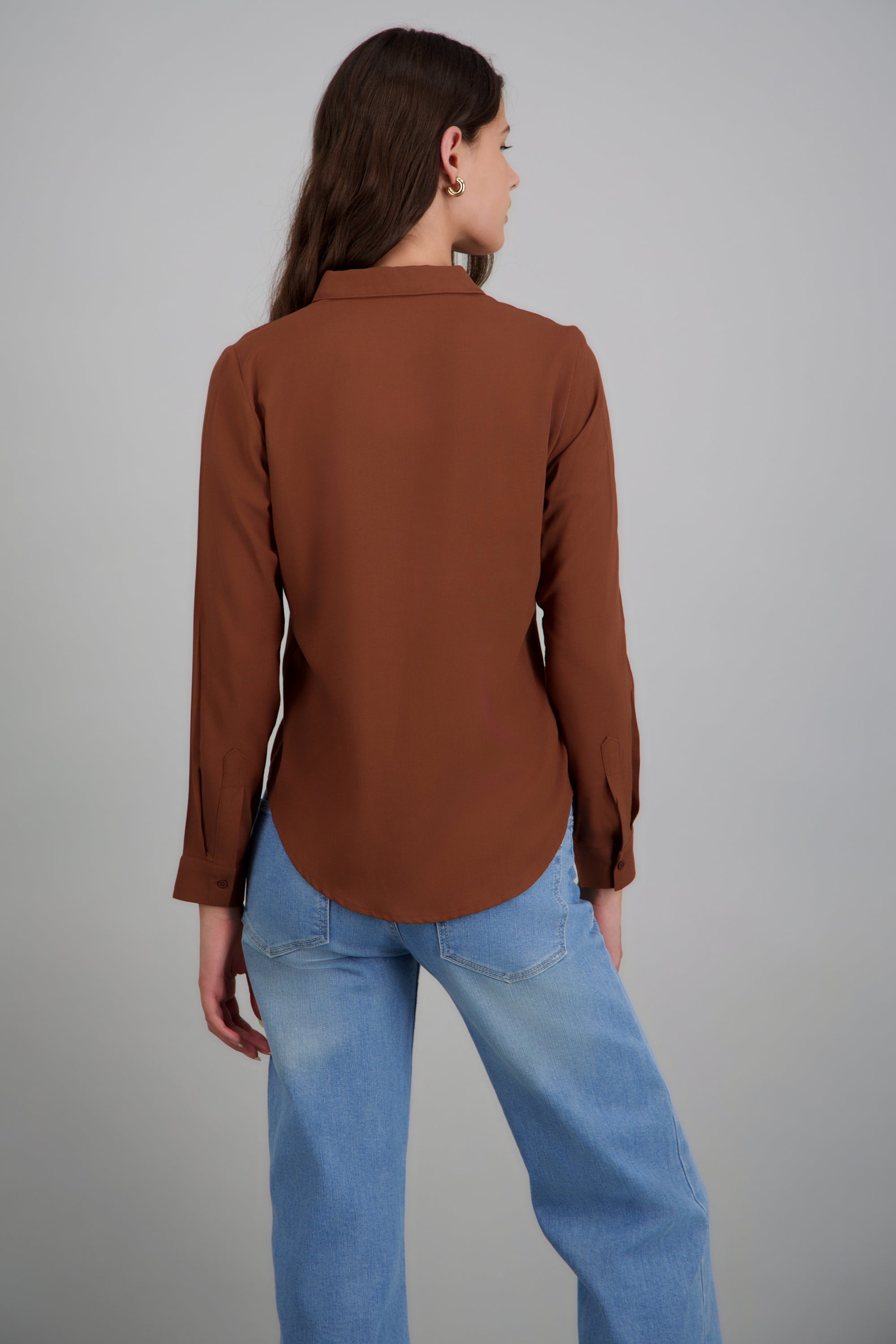 Camisa manga larga lisa CHOCOLATE