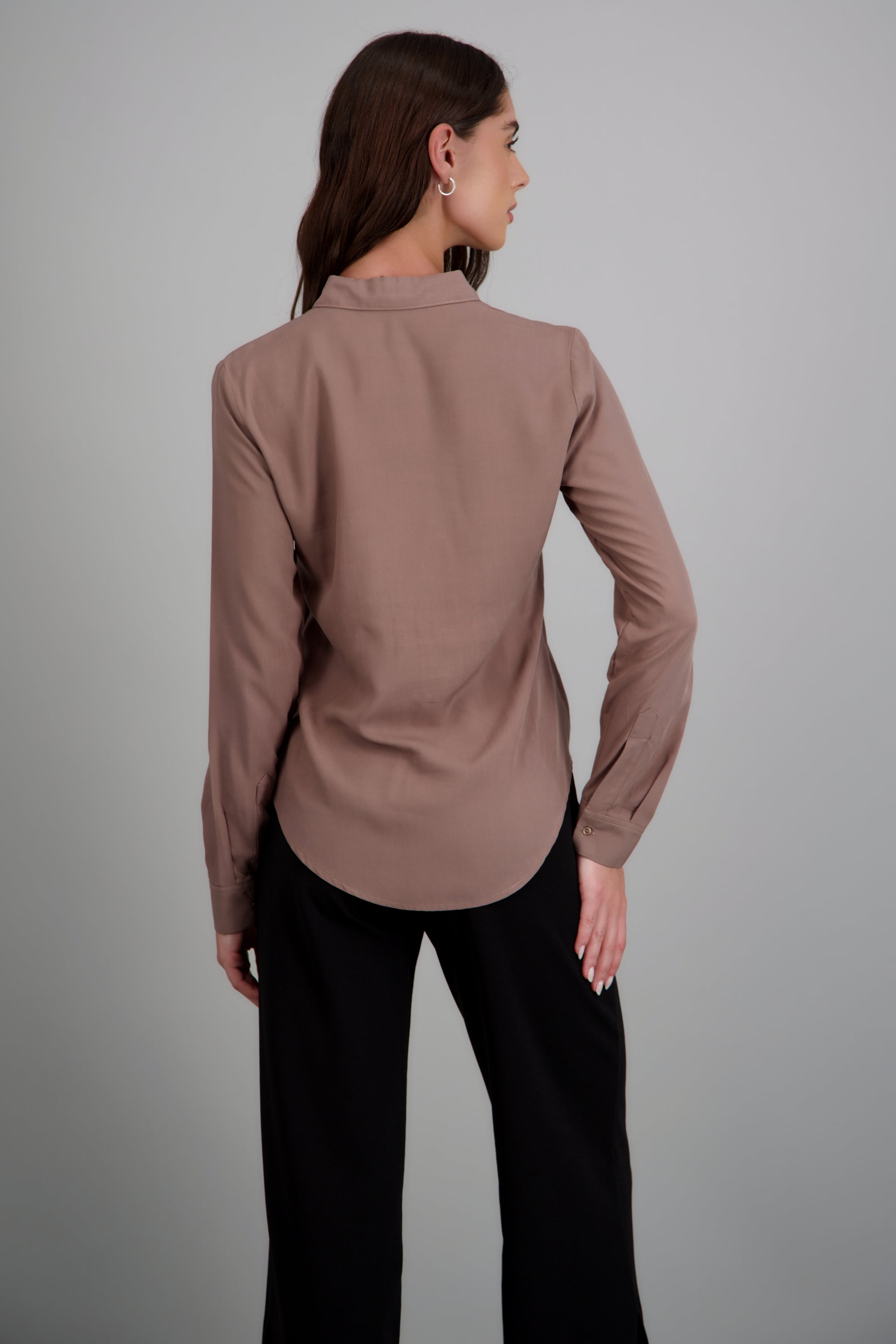 Camisa manga larga lisa TAUPE