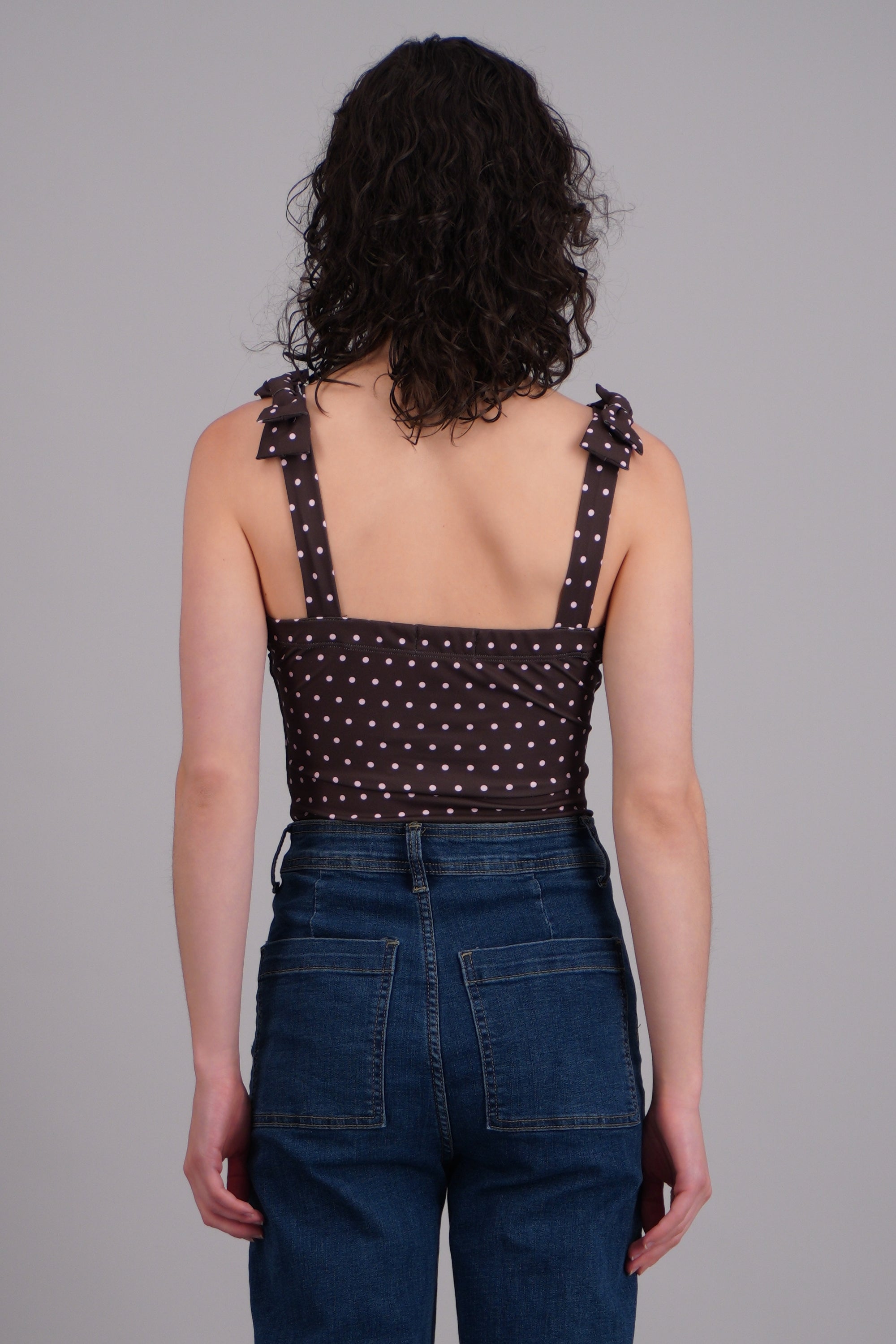 bodysuit tirante moños polka dots CHOCOLATE