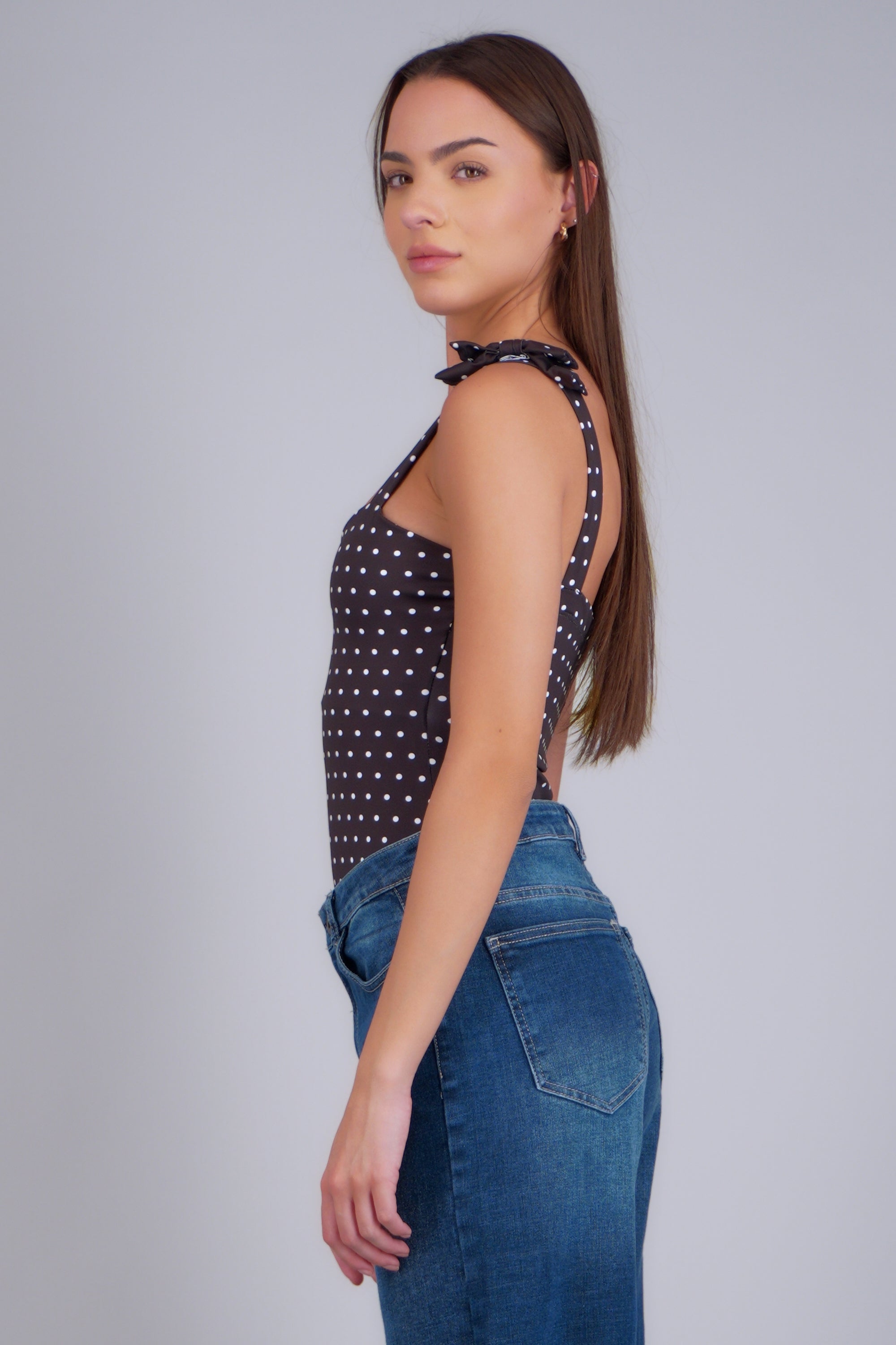 bodysuit tirante moños polka dots NEGRO COMBO