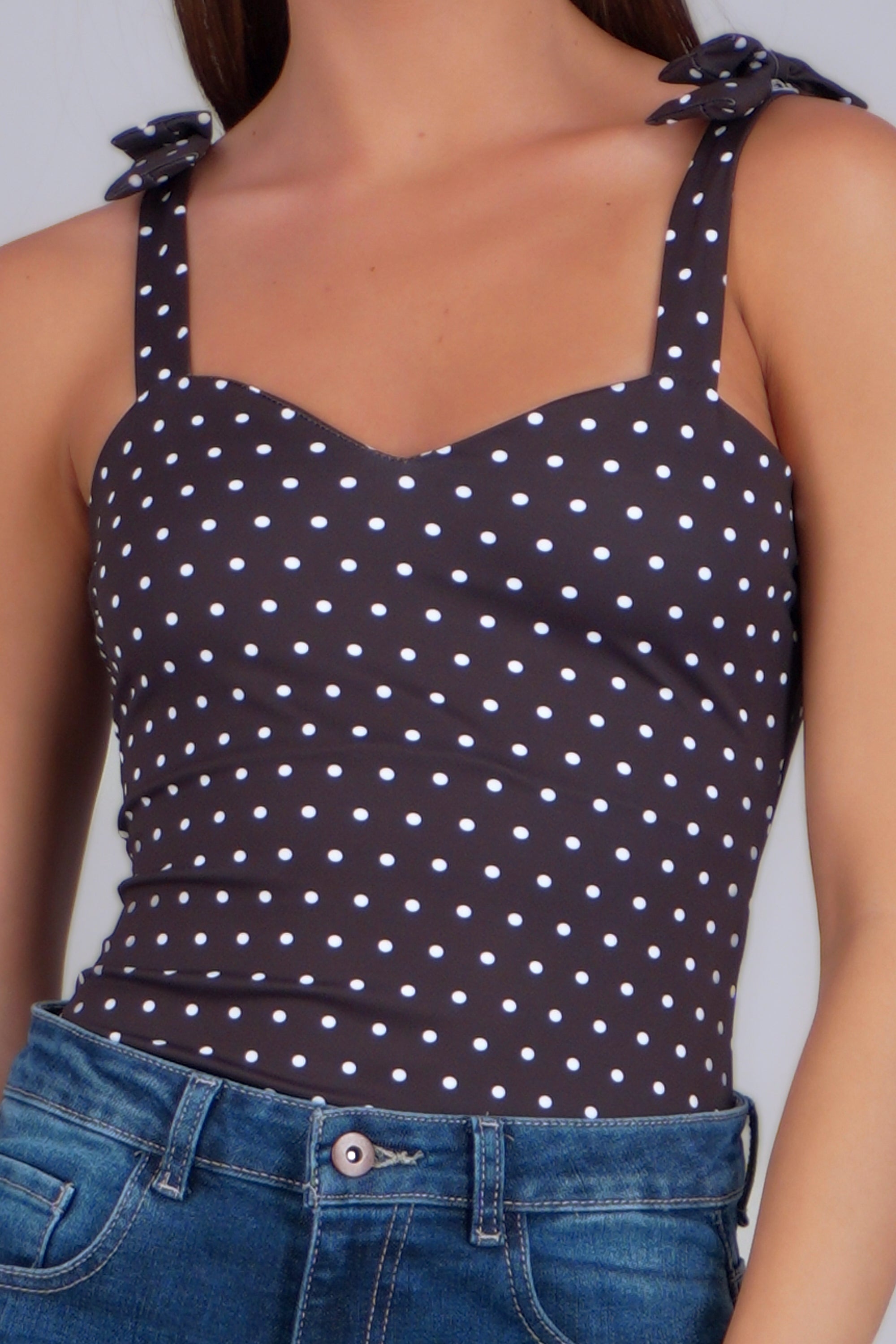 bodysuit tirante moños polka dots NEGRO COMBO