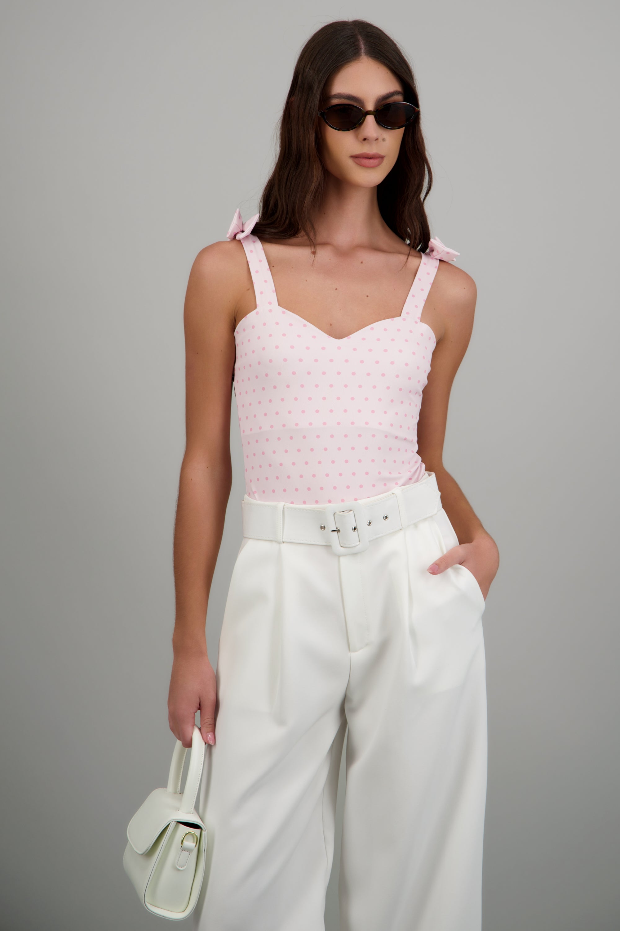 bodysuit tirante moños polka dots ROSA COMBO