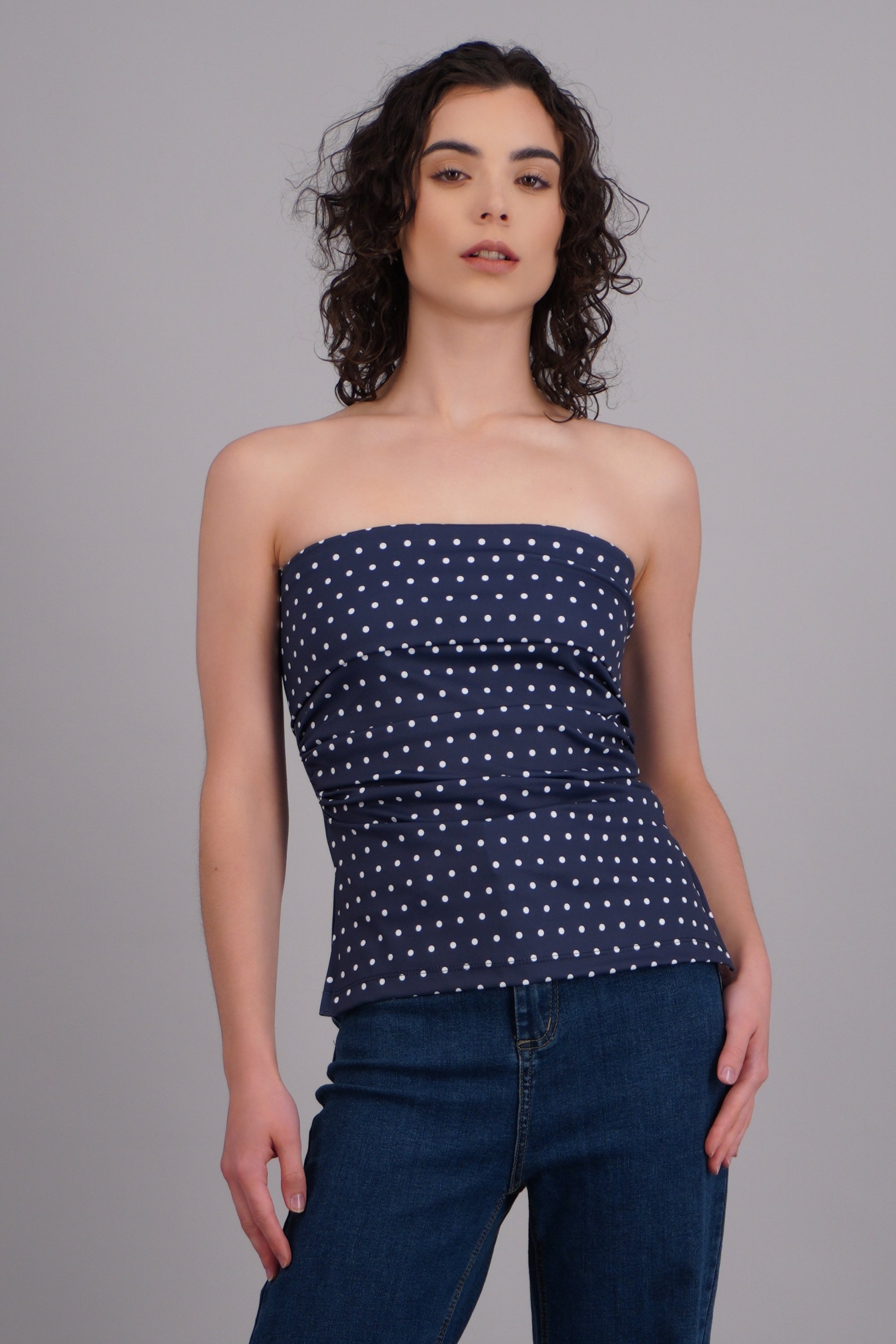 top tubo con dobles escote polka dots MARINO COMBO