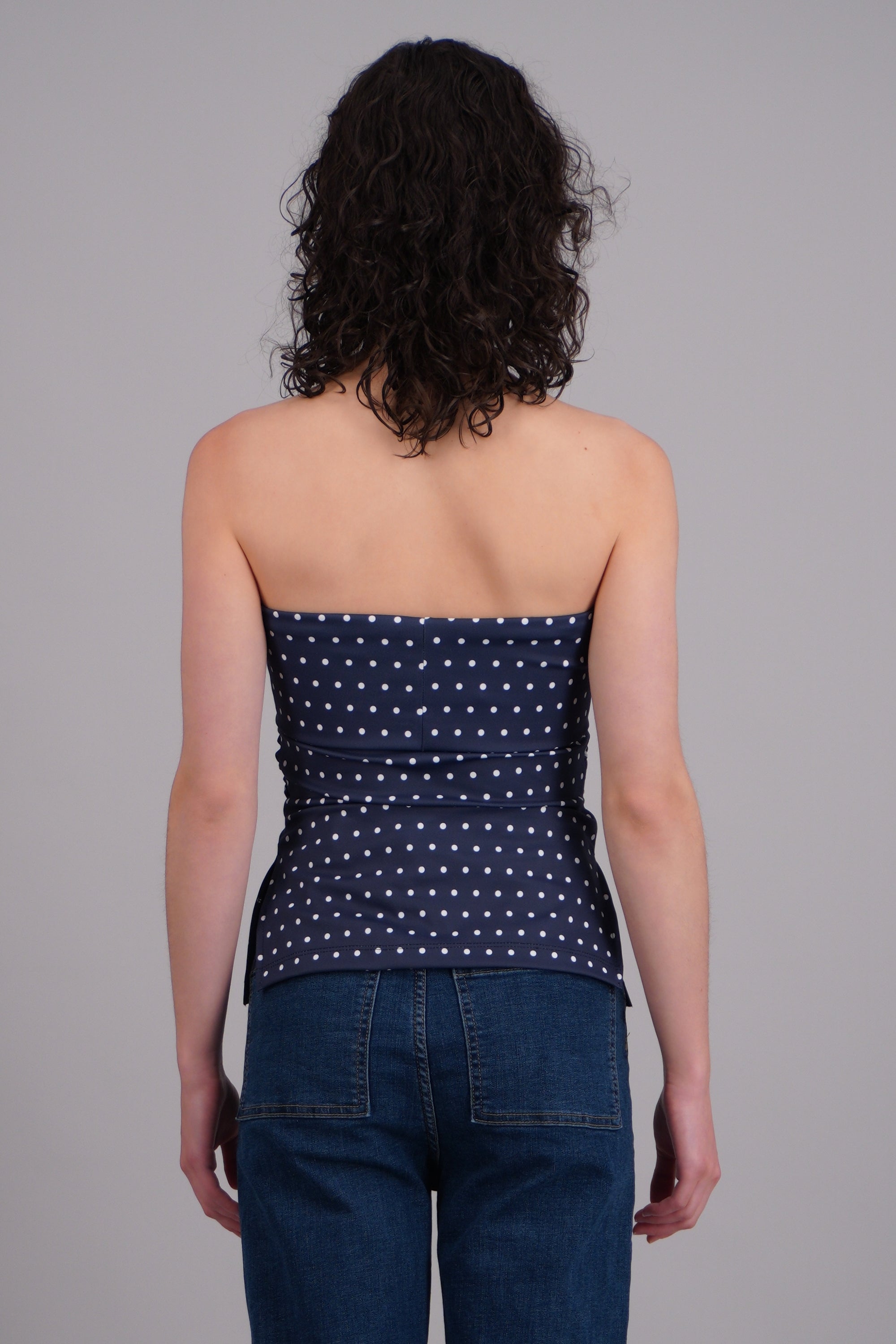 top tubo con dobles escote polka dots MARINO COMBO