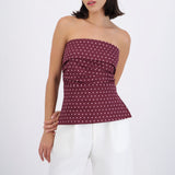 top tubo con dobles escote polka dots
