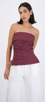 top tubo con dobles escote polka dots